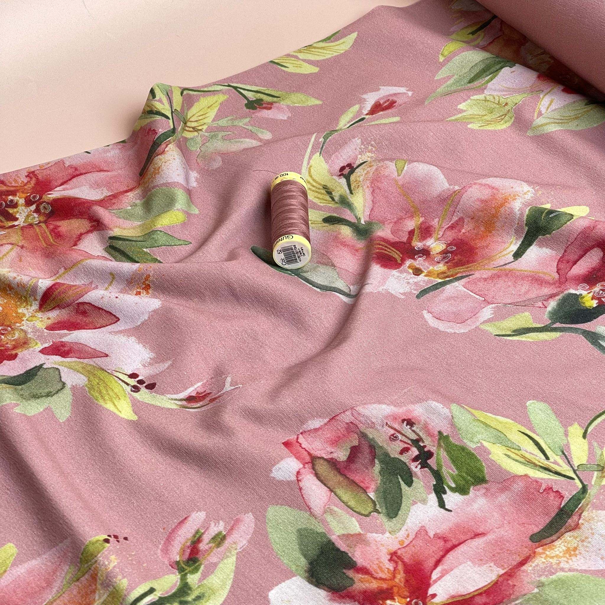 Danish Design - Dusty Rose Floral Cotton Jersey Fabric