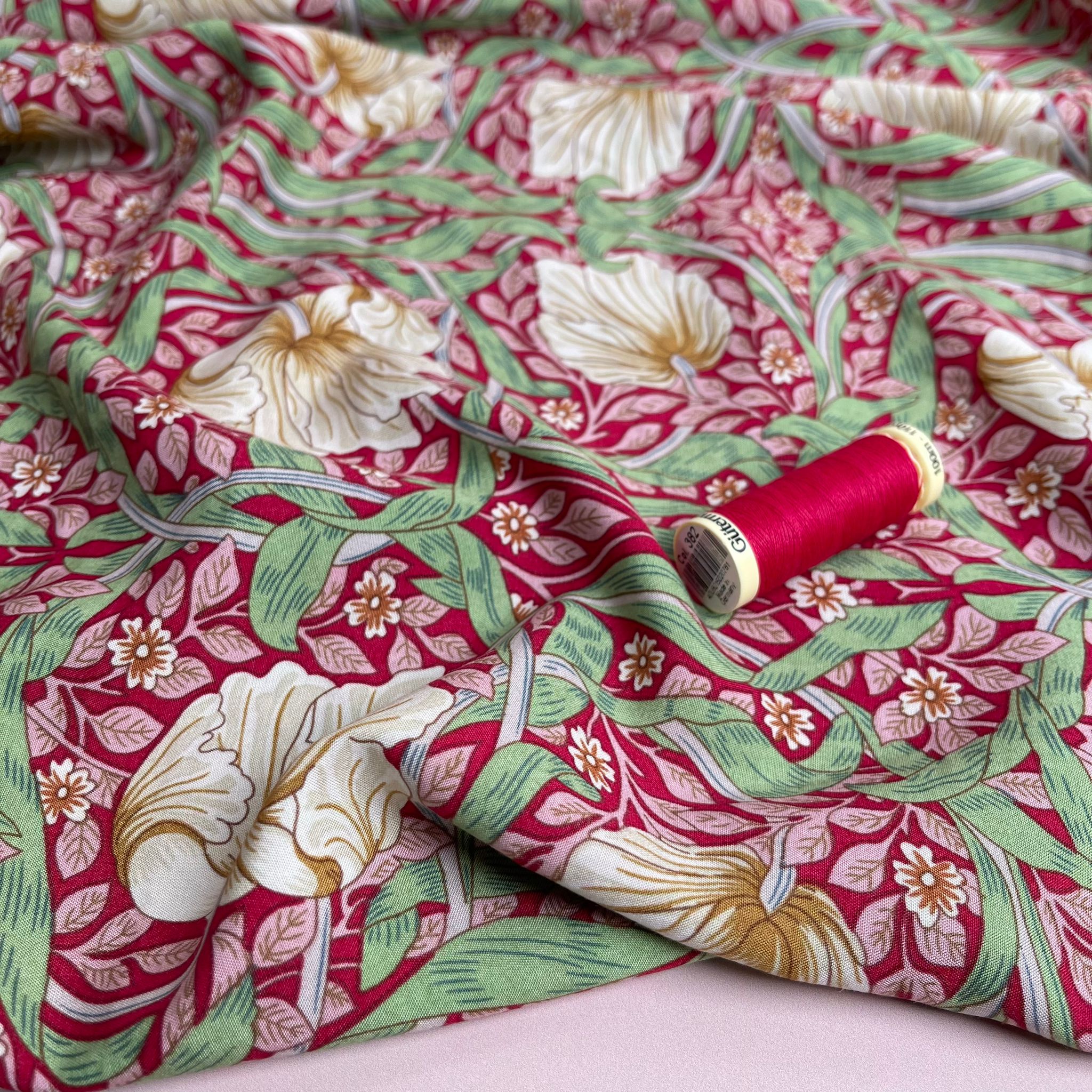 Morris Crimson Viscose Fabric