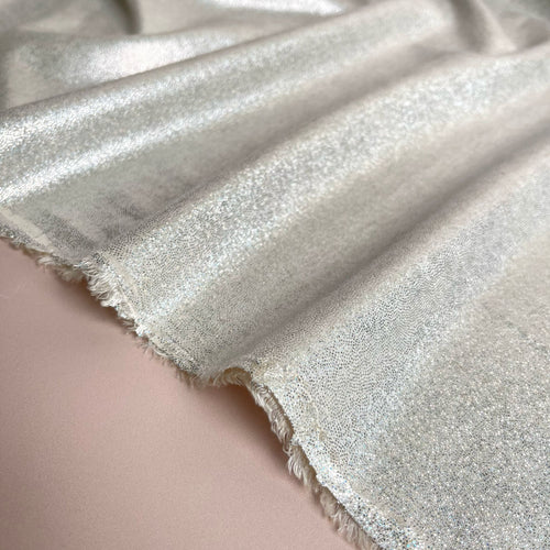 Yarn Dyed Natural Sparkle Hologram Viscose Linen Fabric