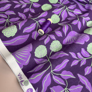 Nerida Hansen - Vines Purple Cotton Canvas Fabric