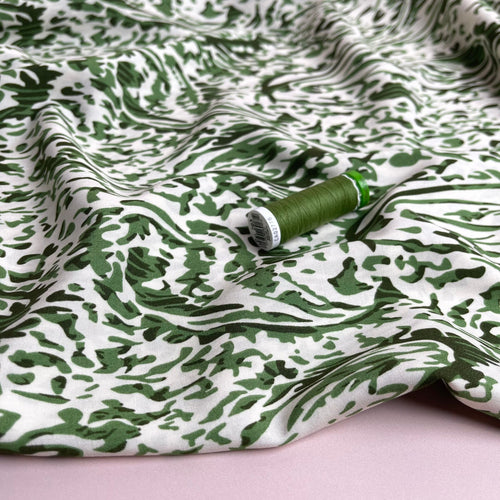 Watercolour Paisley Green Viscose Fabric