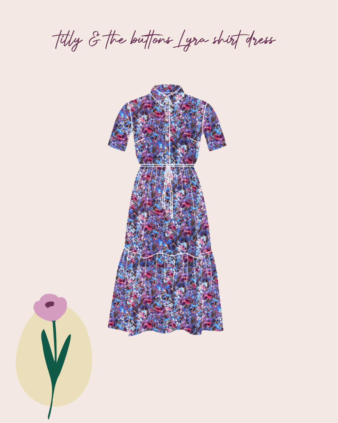 Rosella Romantic Pansies Viscose Twill with Stretch