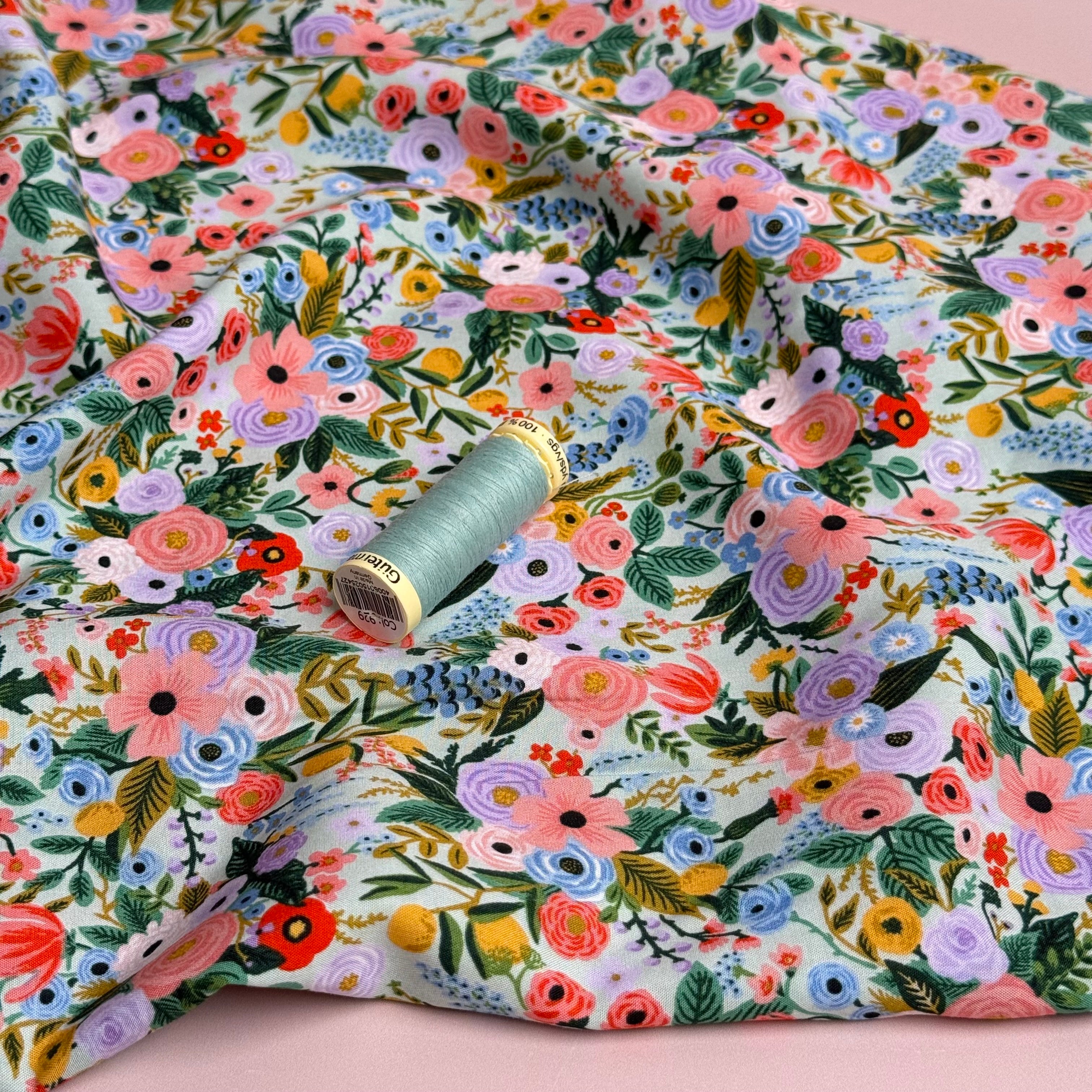 Rifle Paper Co -  Petite Garden Party in Mint Rayon Fabric
