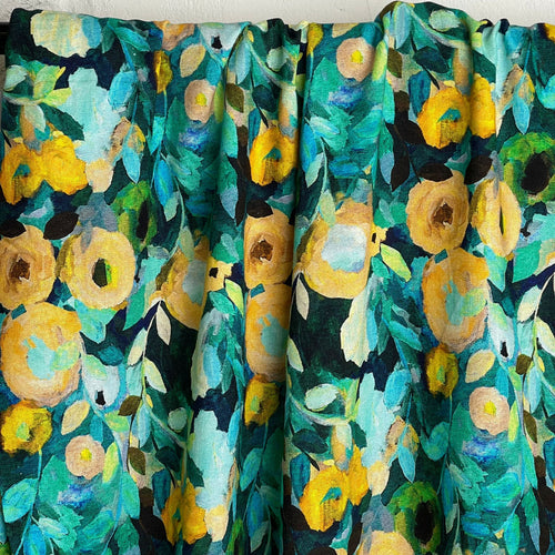 Ocean Florals Viscose Linen Fabric