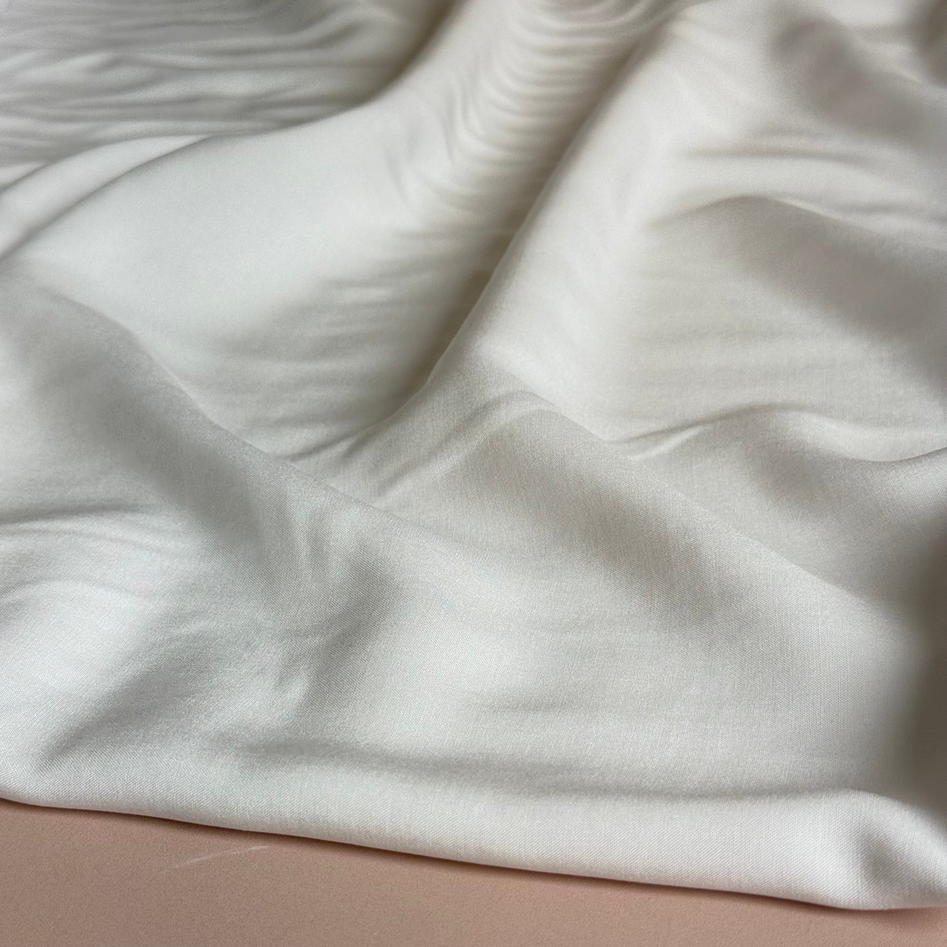 Elegance White Plain ECOVERO Viscose Fabric