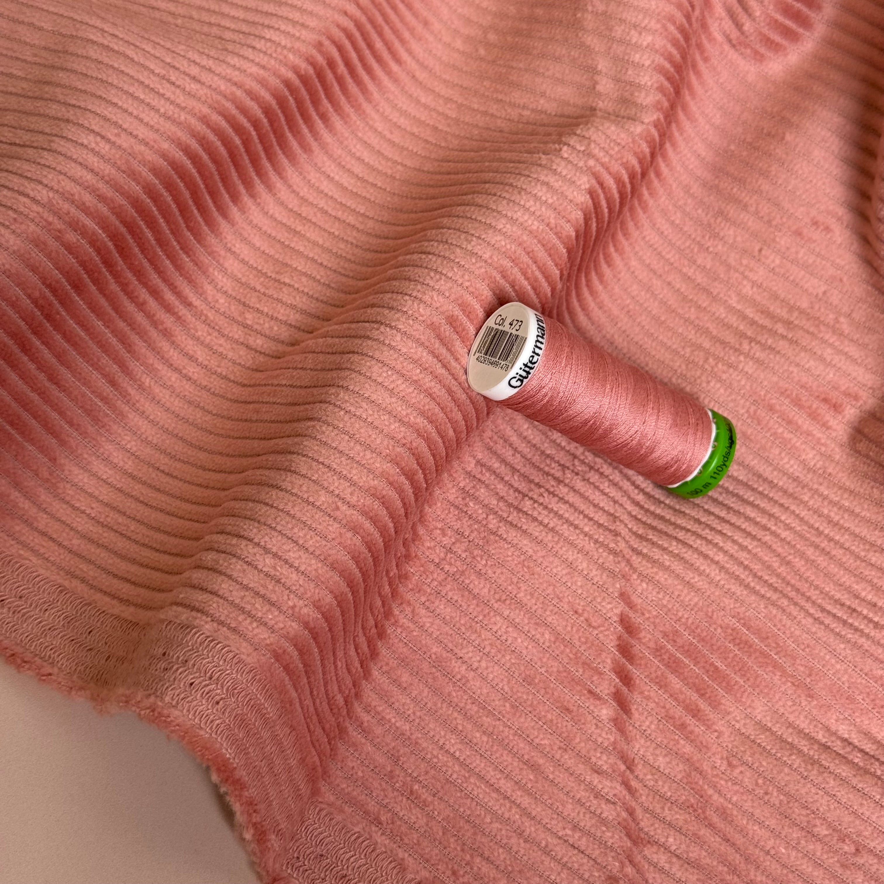 Ex-Designer Deadstock - 4.5W Pure Cotton Washed Corduroy in Dusky Pink
