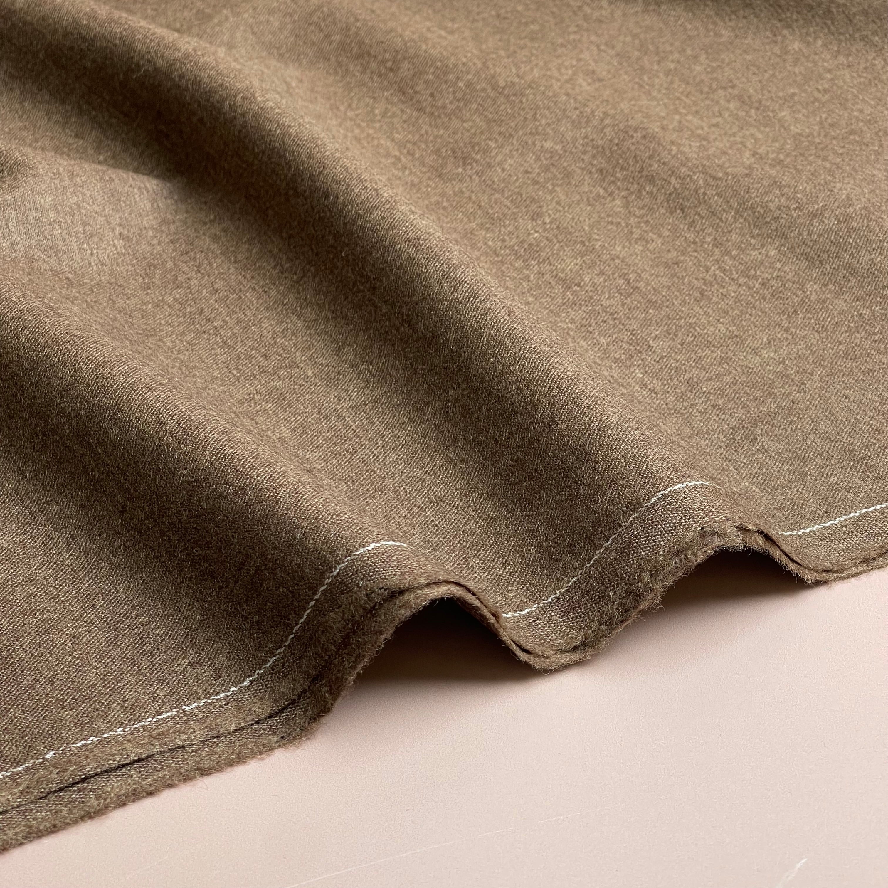 Deadstock Plain Beige Pure Wool Suiting Fabric
