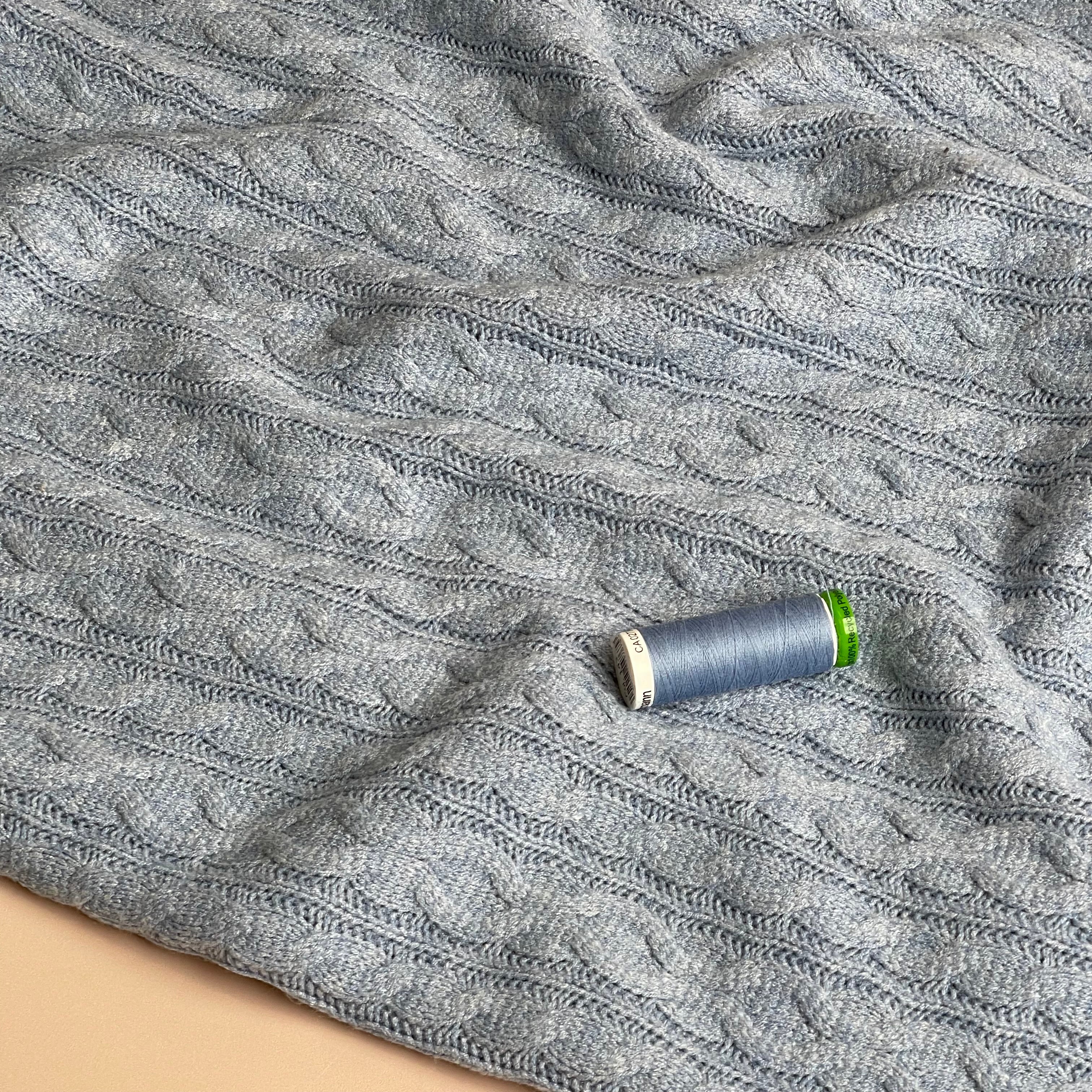 Nordic Cable Knit in Blue Melange
