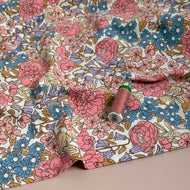 Flower Garden Blush Cotton Jersey Fabric