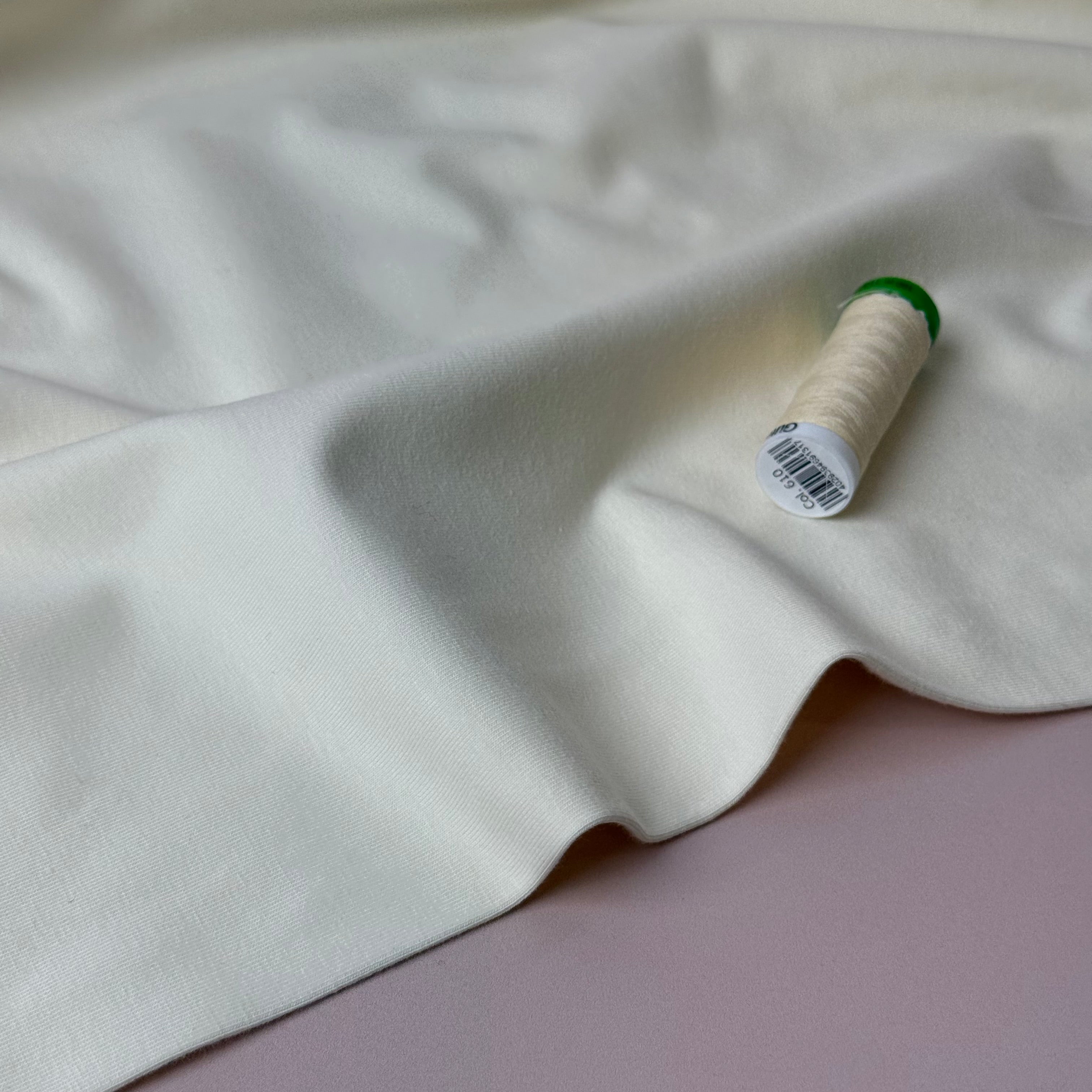 Essential Chic Clotted Cream Plain Cotton Jersey Fabric