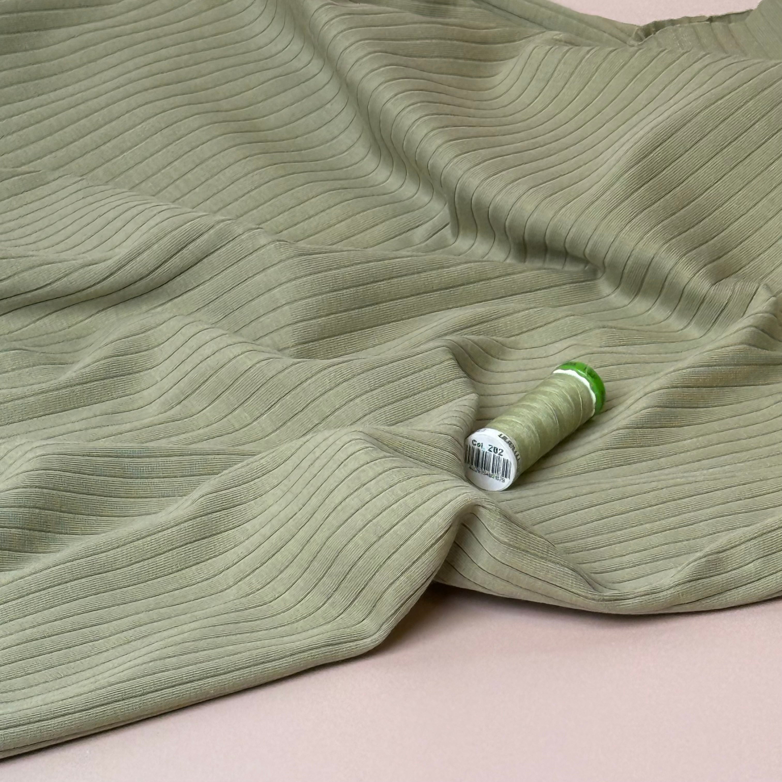 Tea Green Cotton Ribbed Jersey