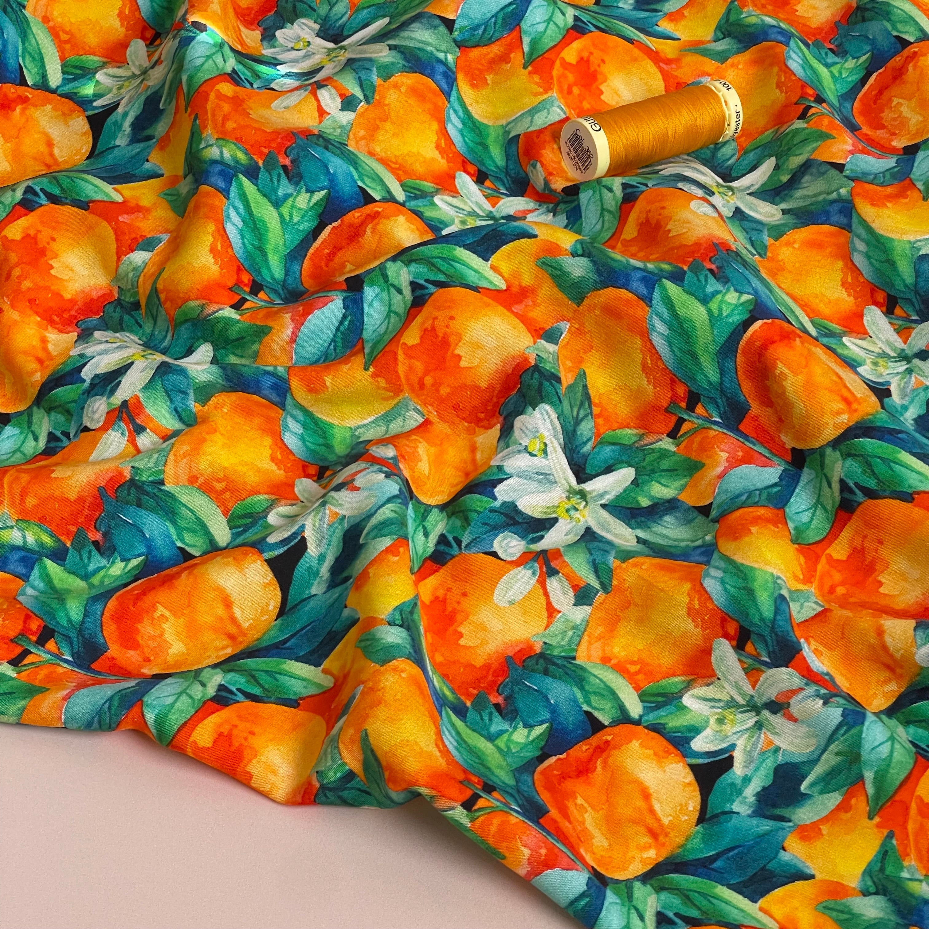 Citrus in Bloom Viscose Poplin Fabric