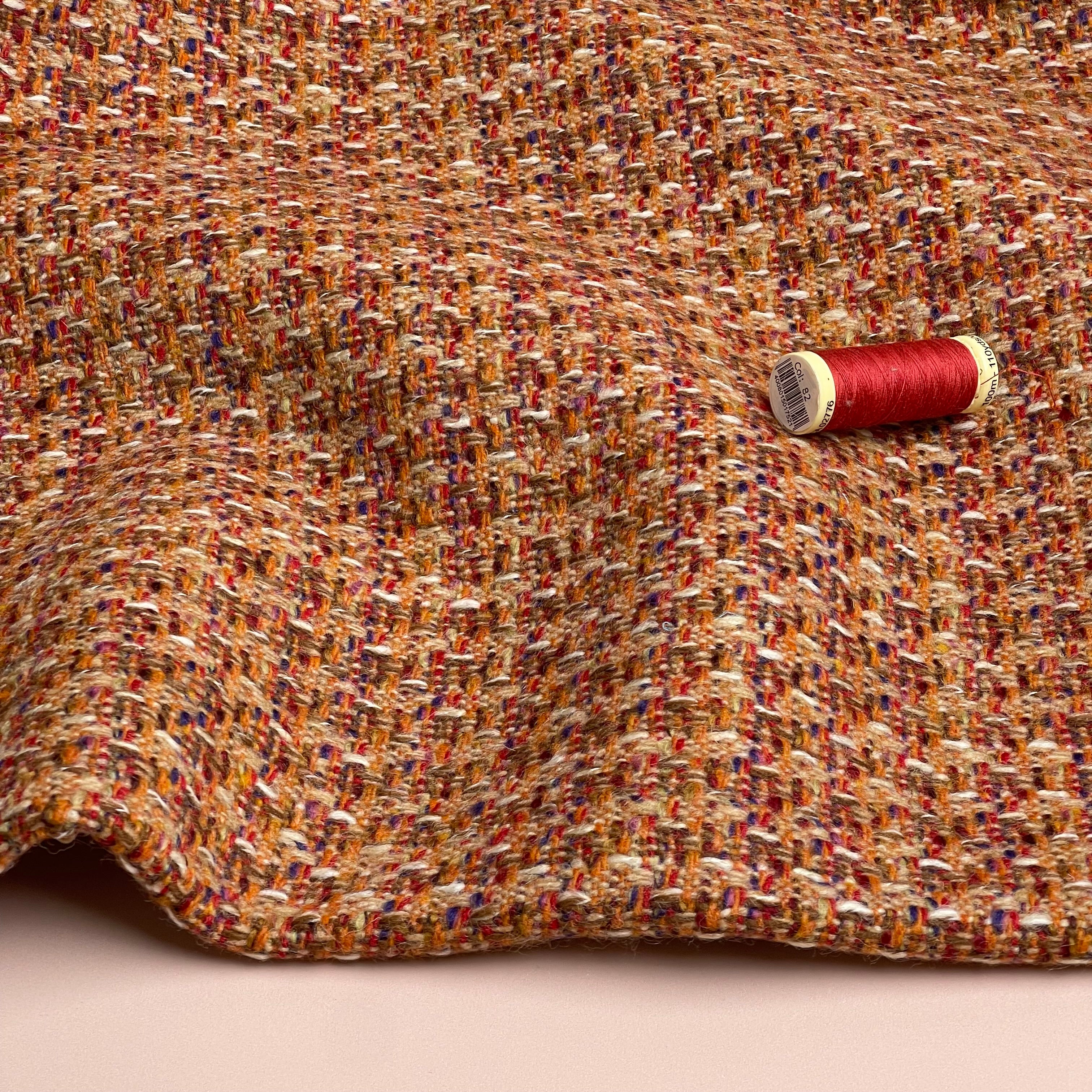 Ex-Designer Deadstock - Wool Boucle Tweed in Red