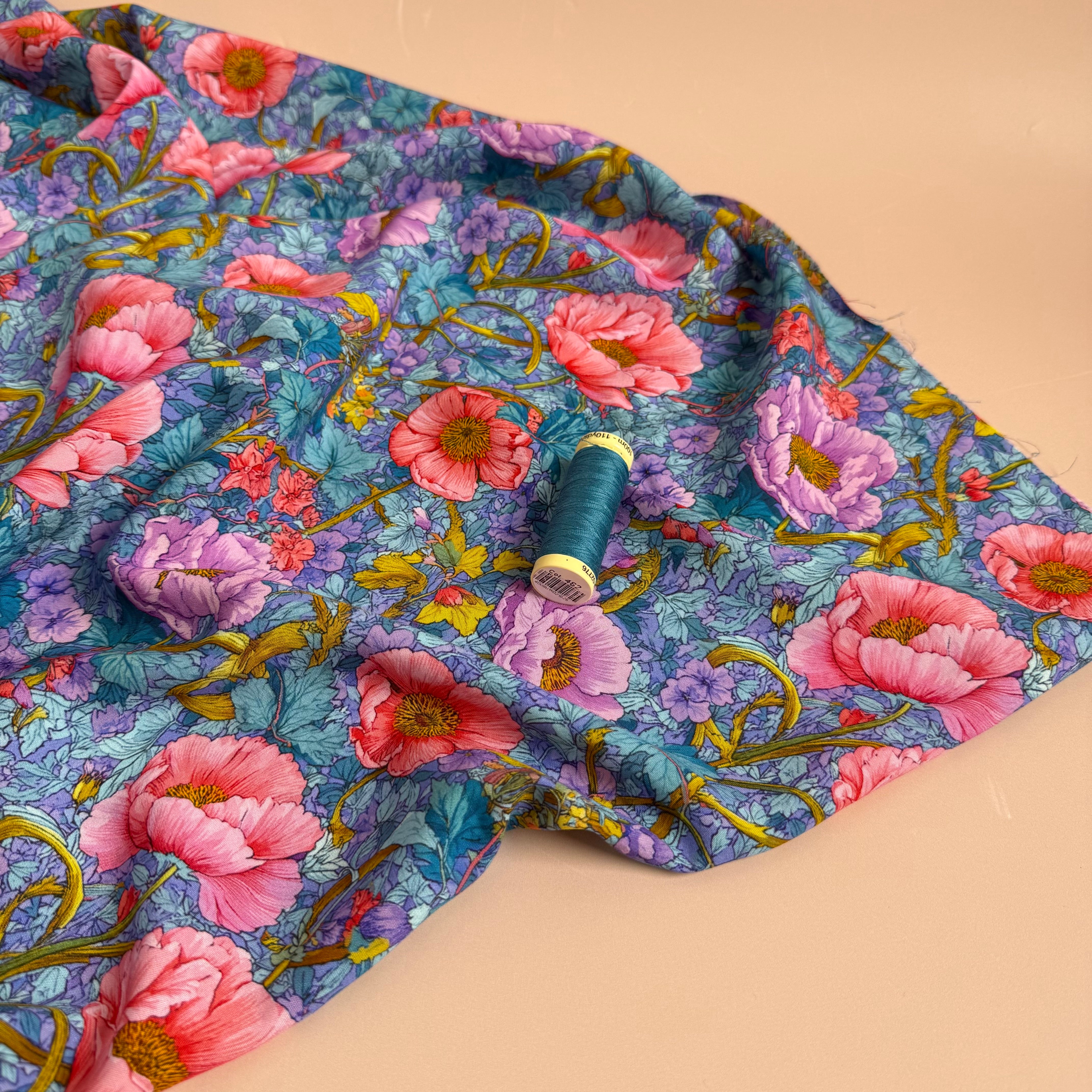 Poppies Viscose Poplin Fabric
