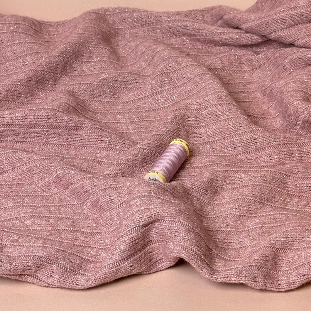 Sparkle Viscose Blend Cable Sweater Knit in Rose