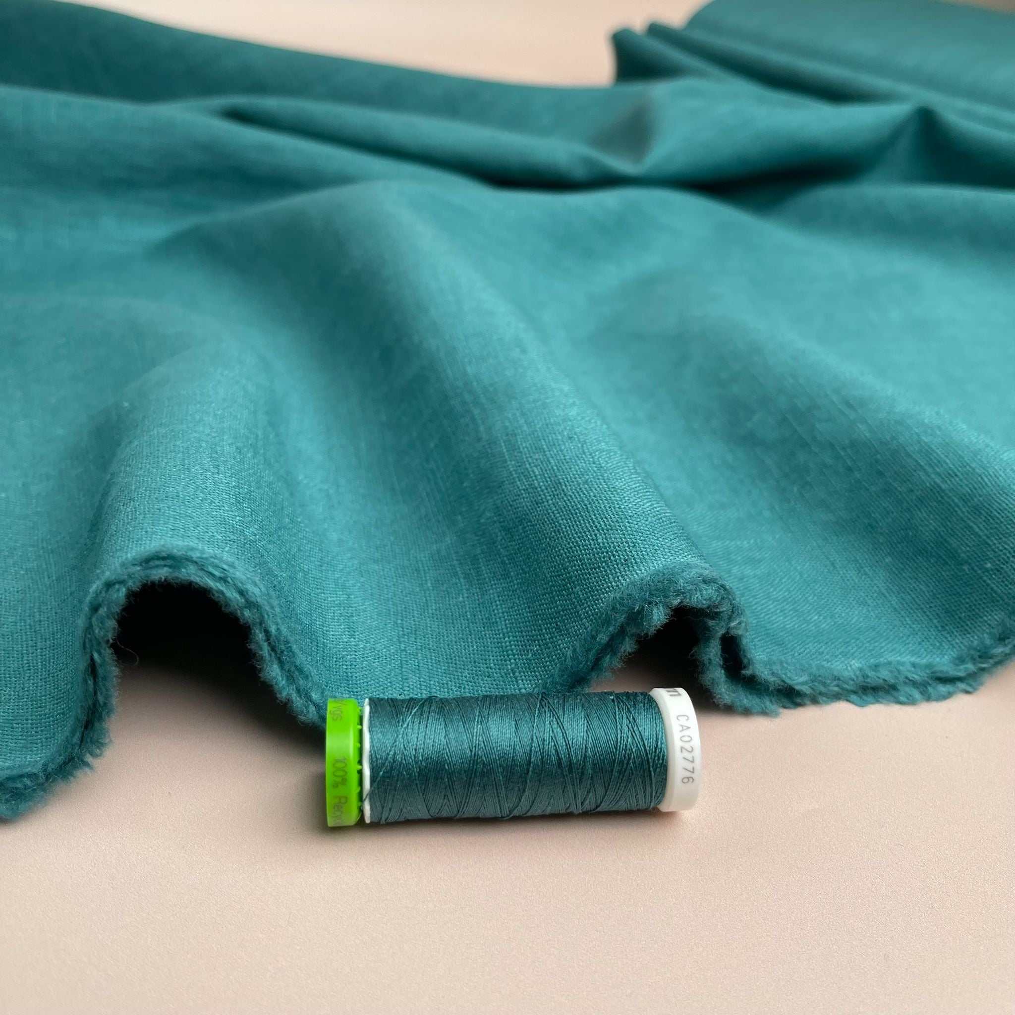 REMNANT 1.7 Metres - Breeze Teal - Enzyme Washed Linen Cotton Fabric