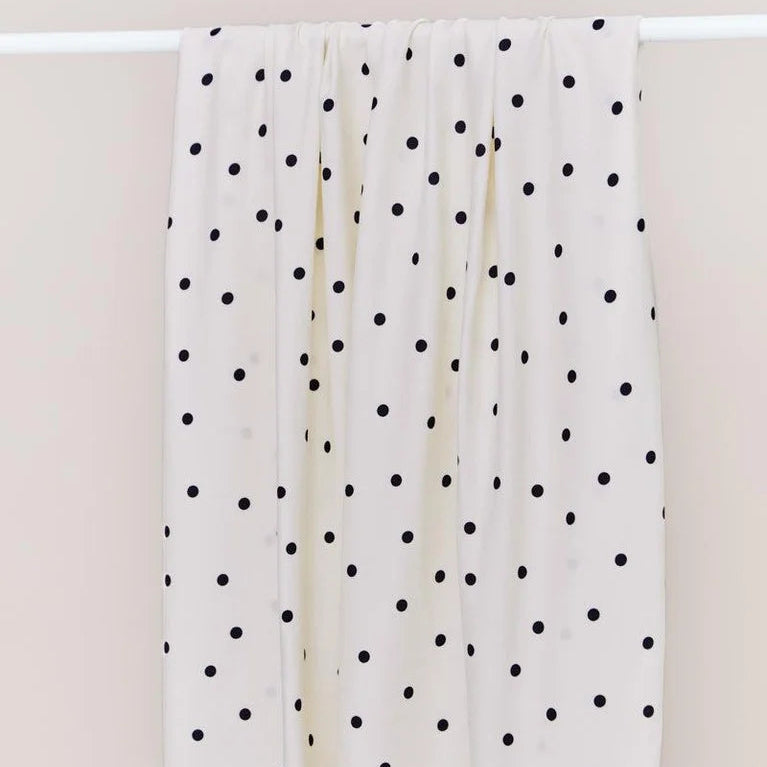 PRE-ORDER arriving by 18 Sep -  Mind The MAKER - Jolly Dot Creamy White ECOVERO™ Viscose Crepe Fabric