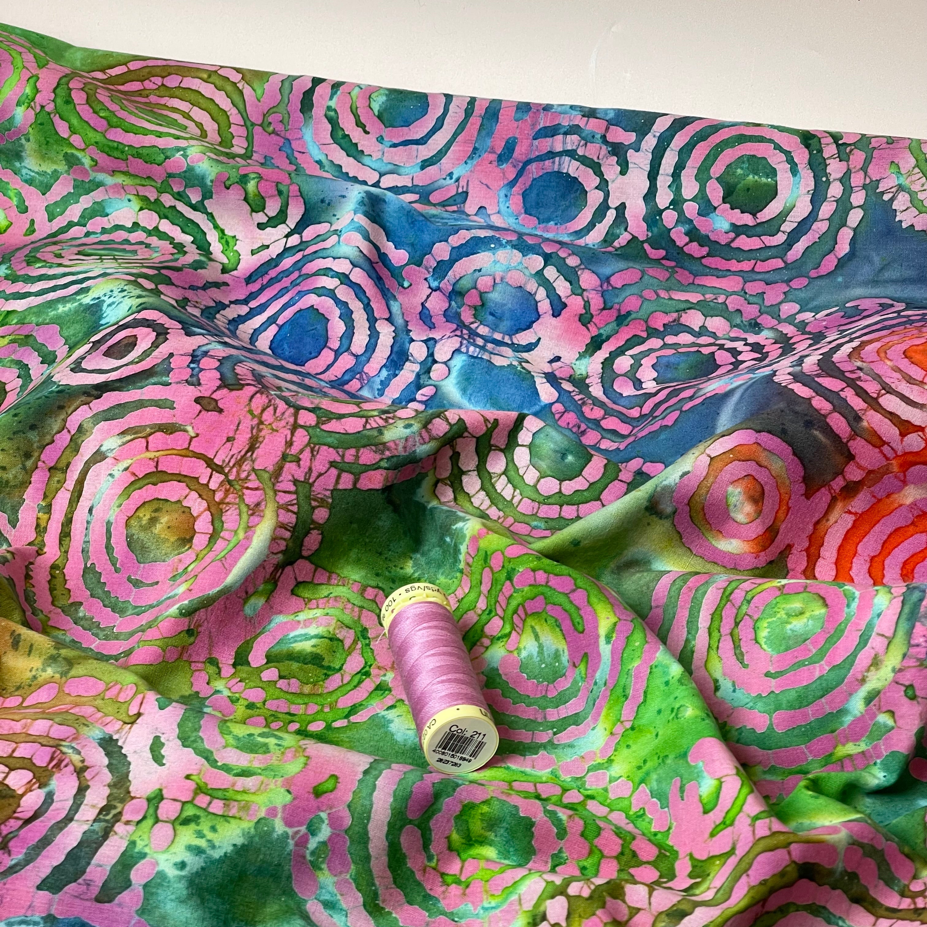 Pink Swirls Handcrafted Batik Cotton Fabric