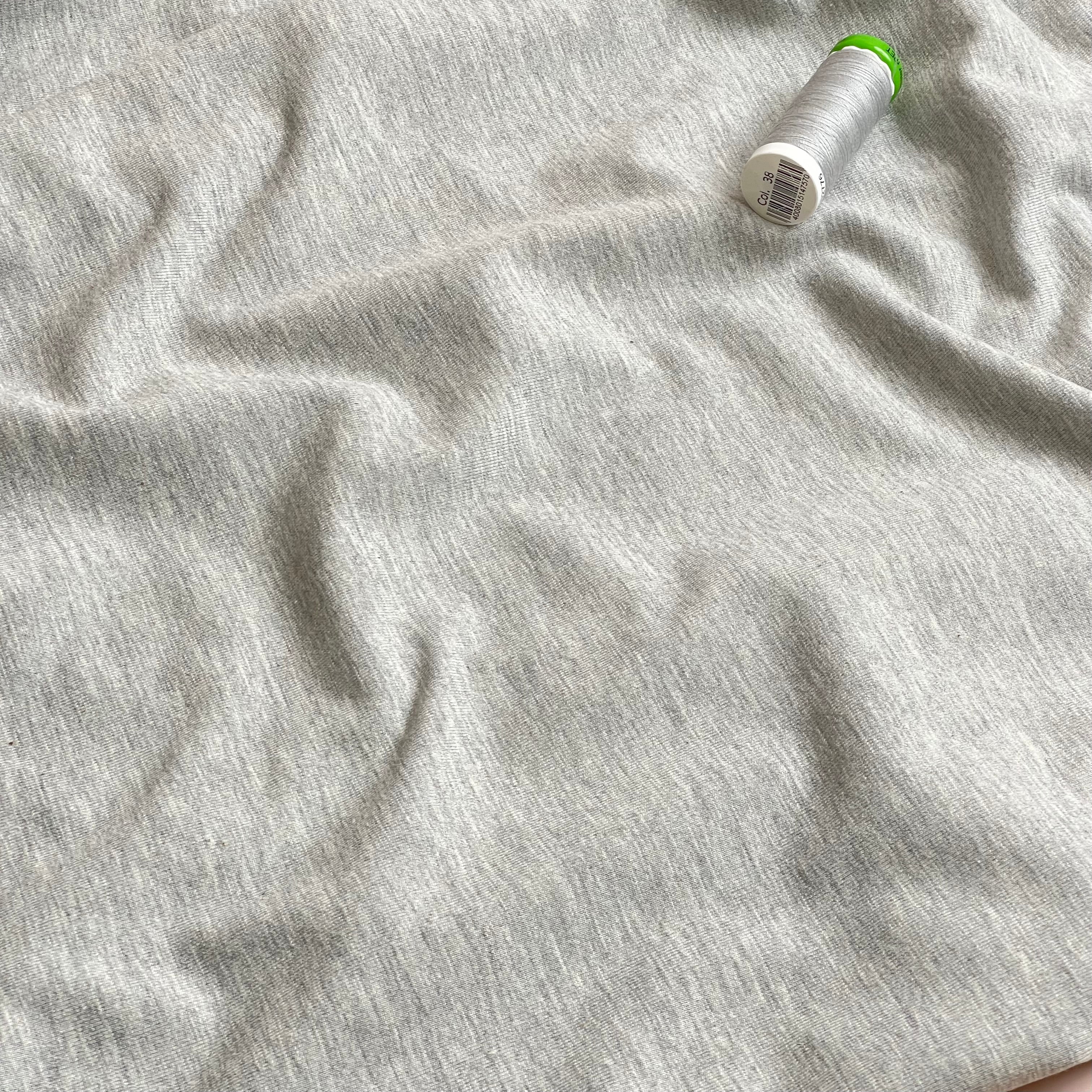 Essential Chic Grey Melange Plain Cotton Jersey Fabric