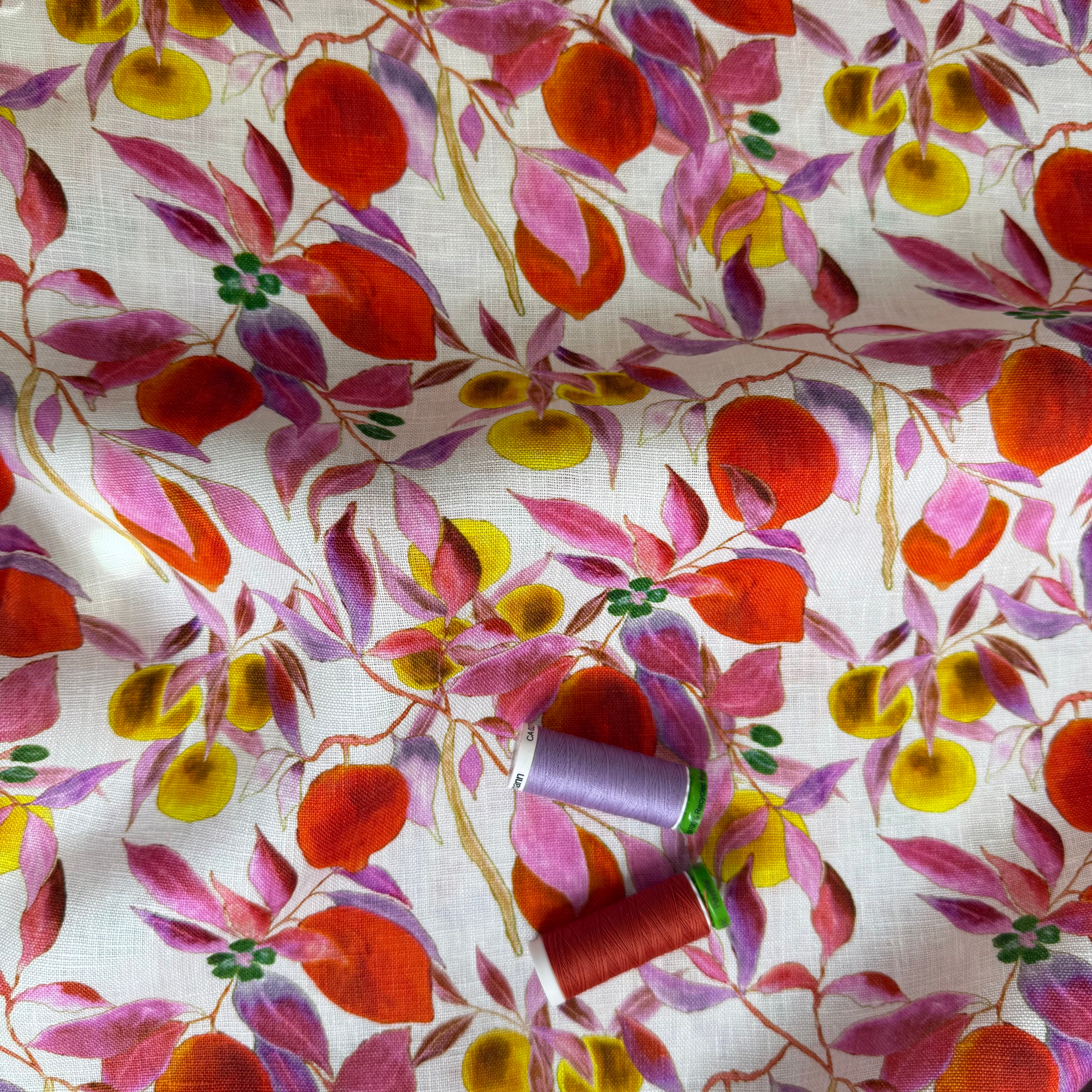 Citrus Orchard Pure Linen Fabric