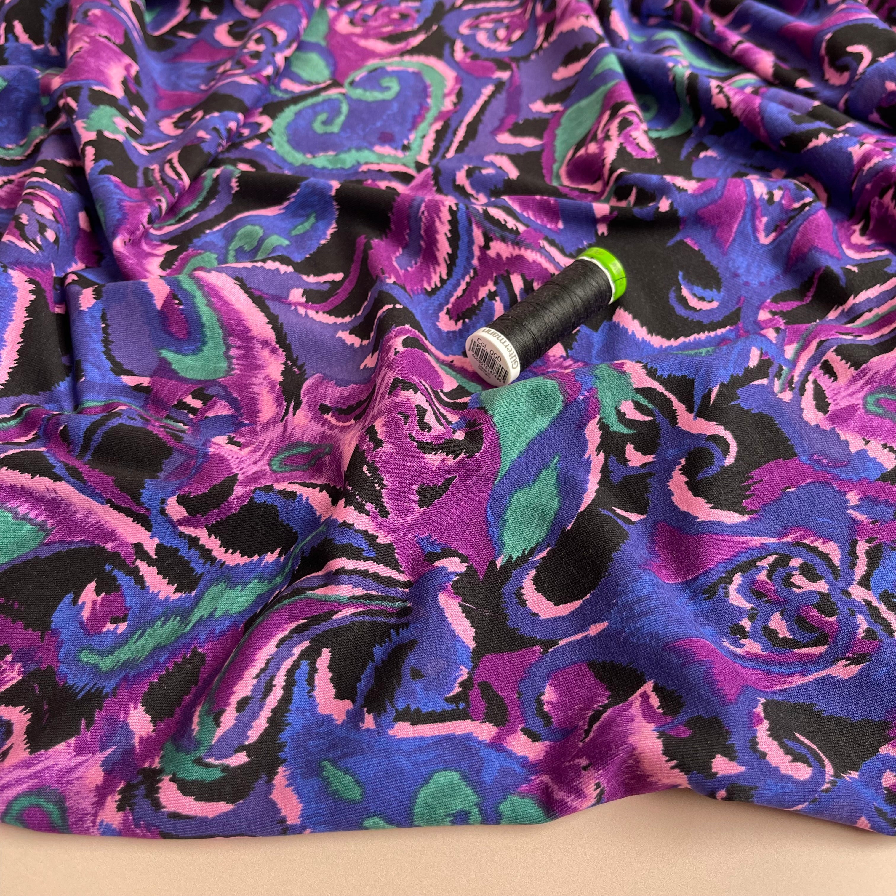 REMNANT 0.45 Metre - Abstract Paisley De Luxe Viscose Jersey Fabric