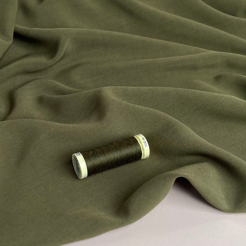 Elegance Khaki Green Plain Viscose Poplin Fabric