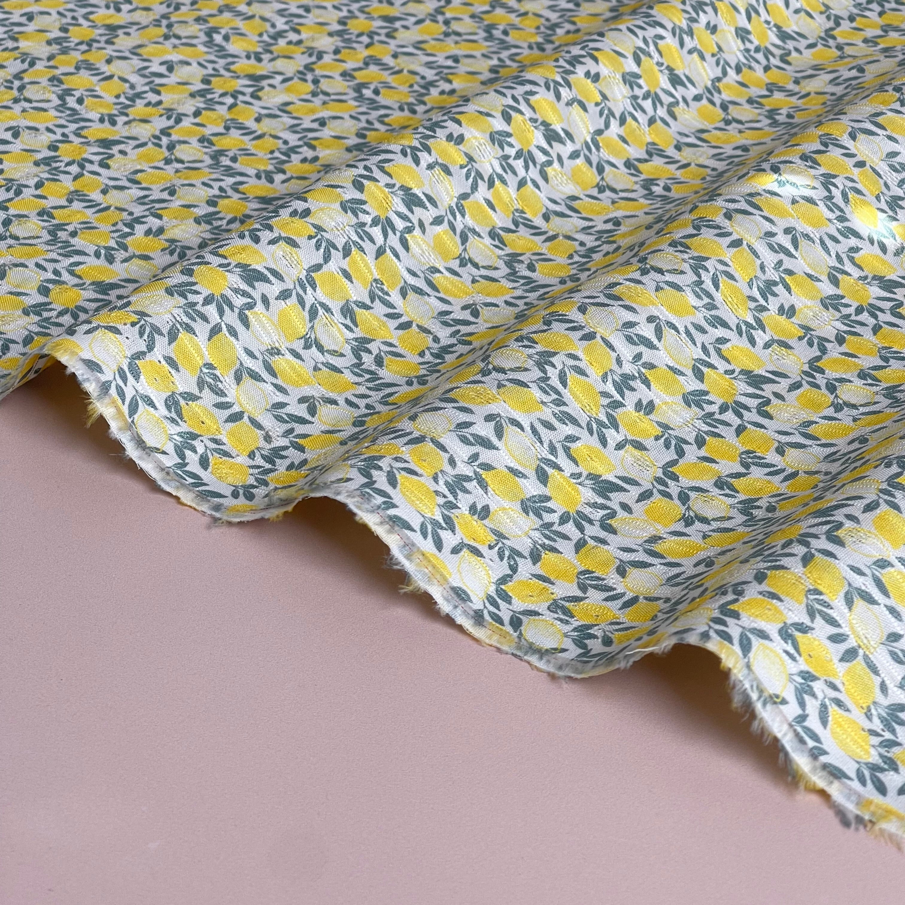 Lemons Lace Stripes Cotton Fabric