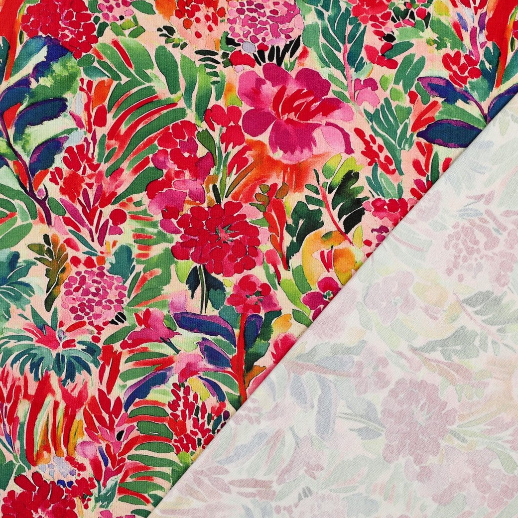 Impressionist Spring Garden Viscose Jersey Fabric
