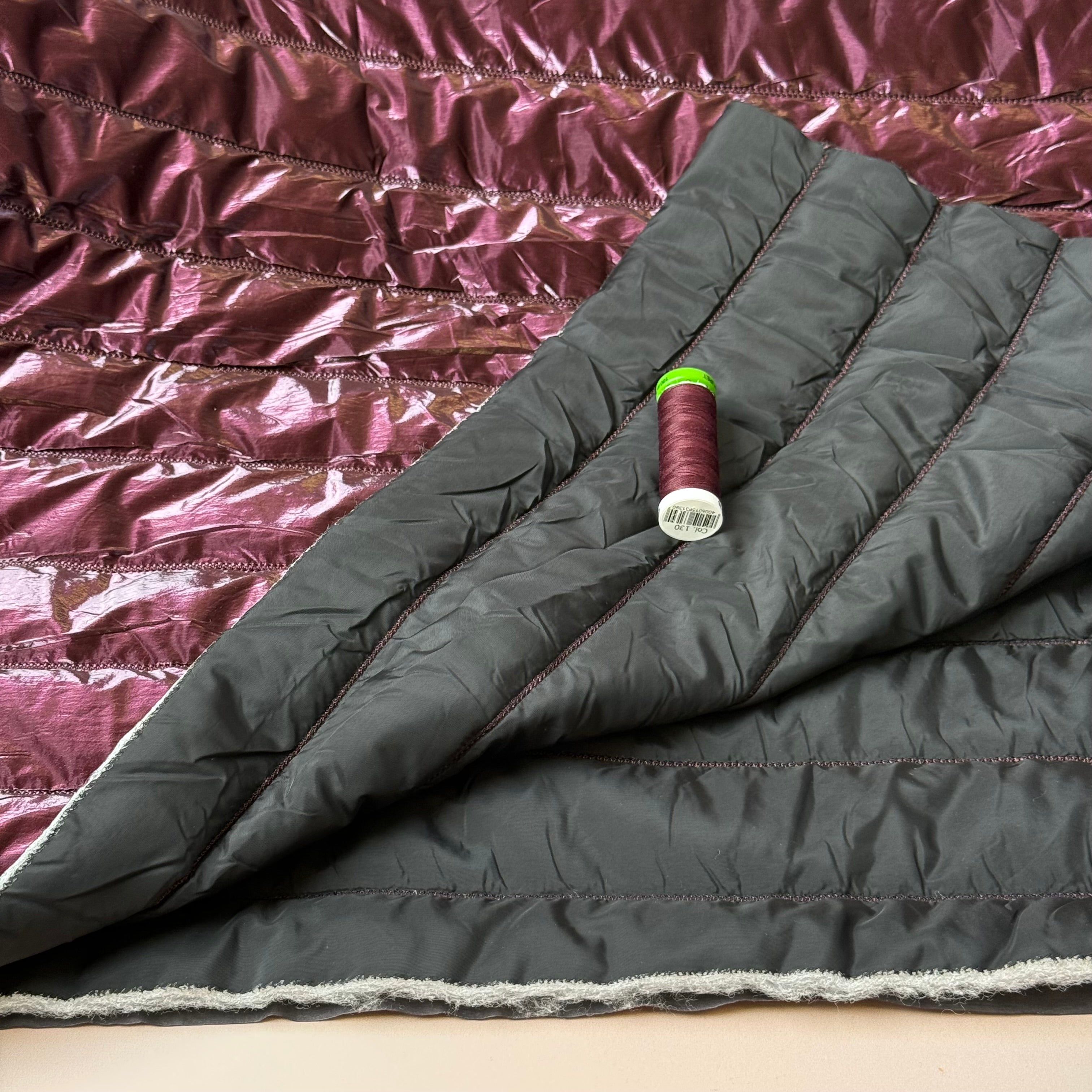 Deep Mulberry Quilted Puffer Fabric