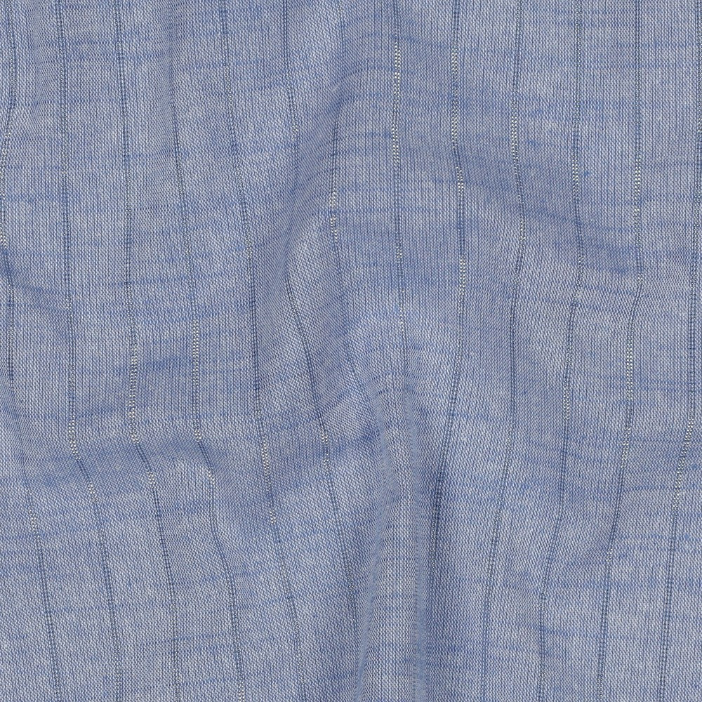 Blue Yarn Dyed Cotton Fabric with Lurex Stripes