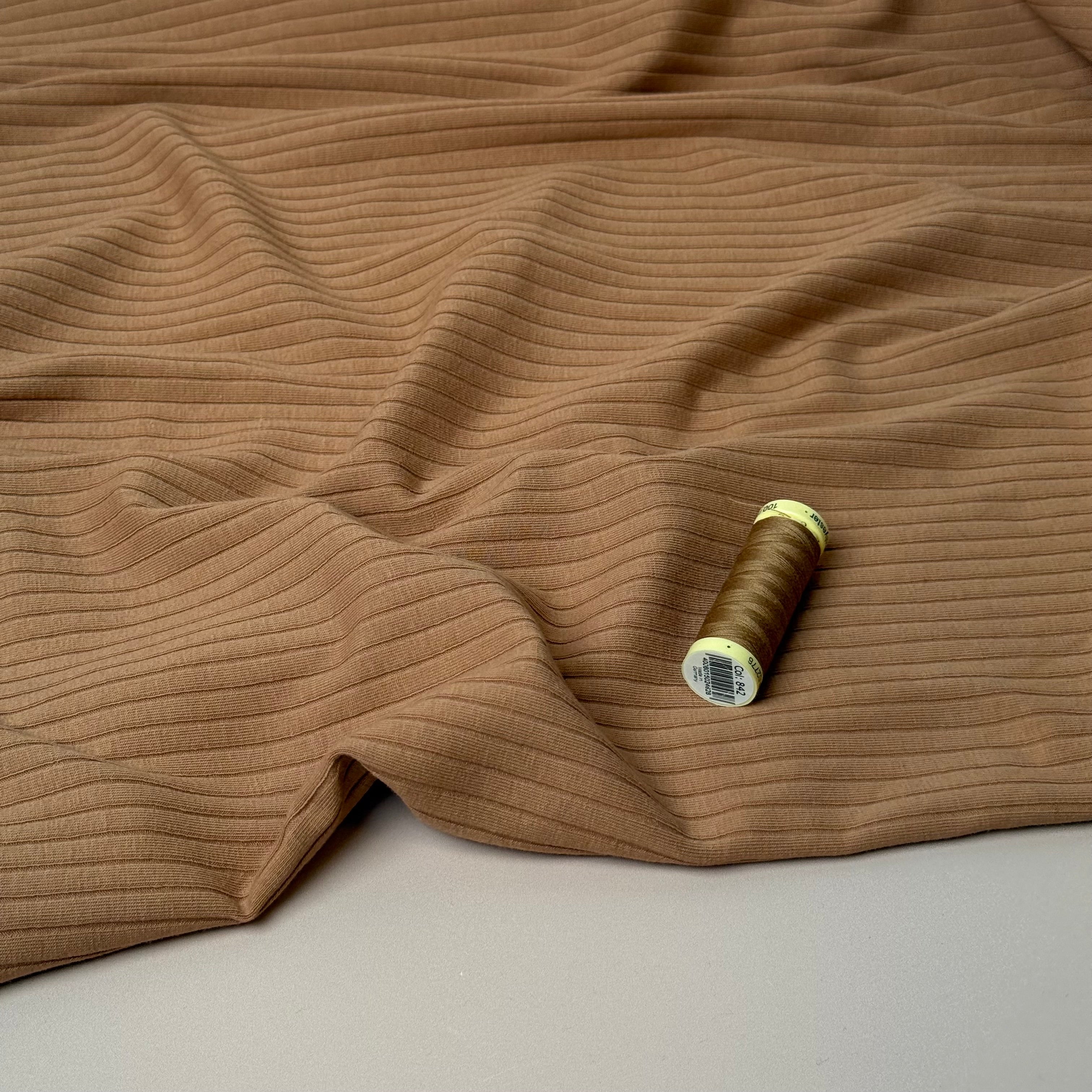 Camel Cotton Ribbed Jersey
