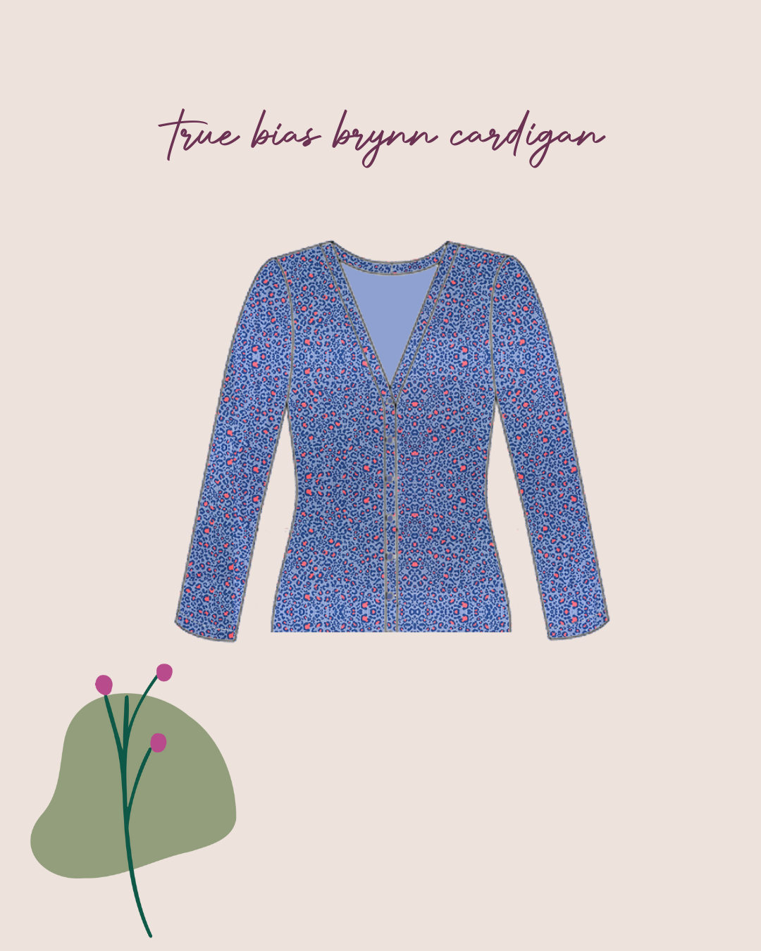 Sewing Kit -True Bias Brynn Cardigan Top Sewing Kit in Cotton Ribbed Jersey (multiple print options)