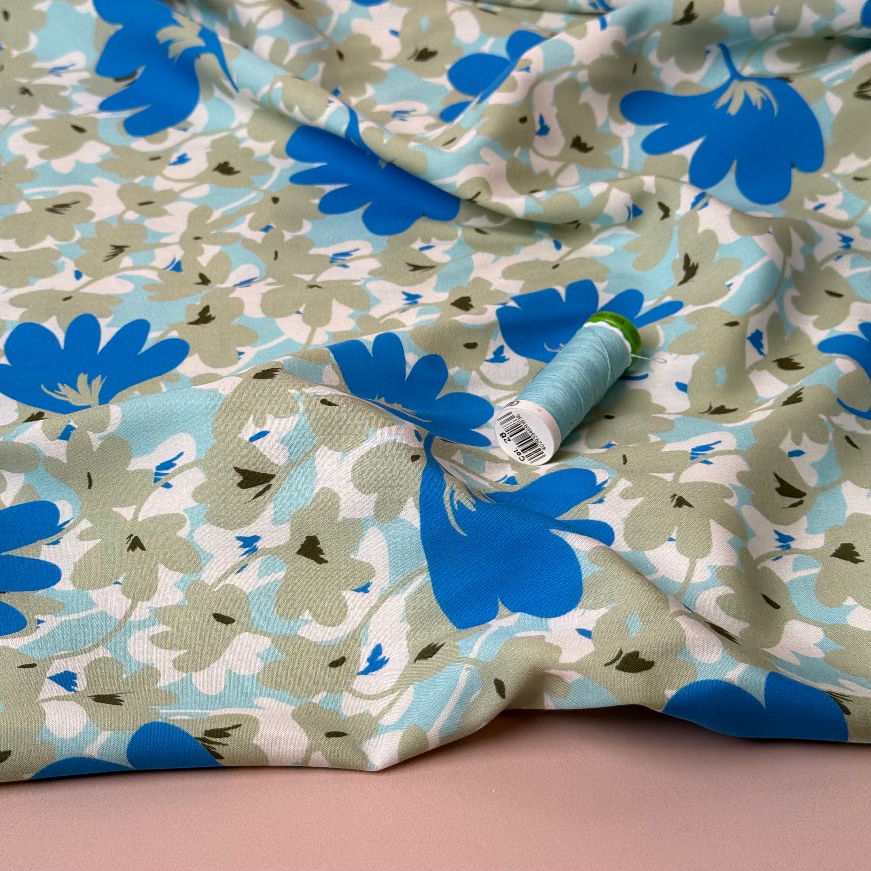 Ocean Petals Viscose Poplin Fabric
