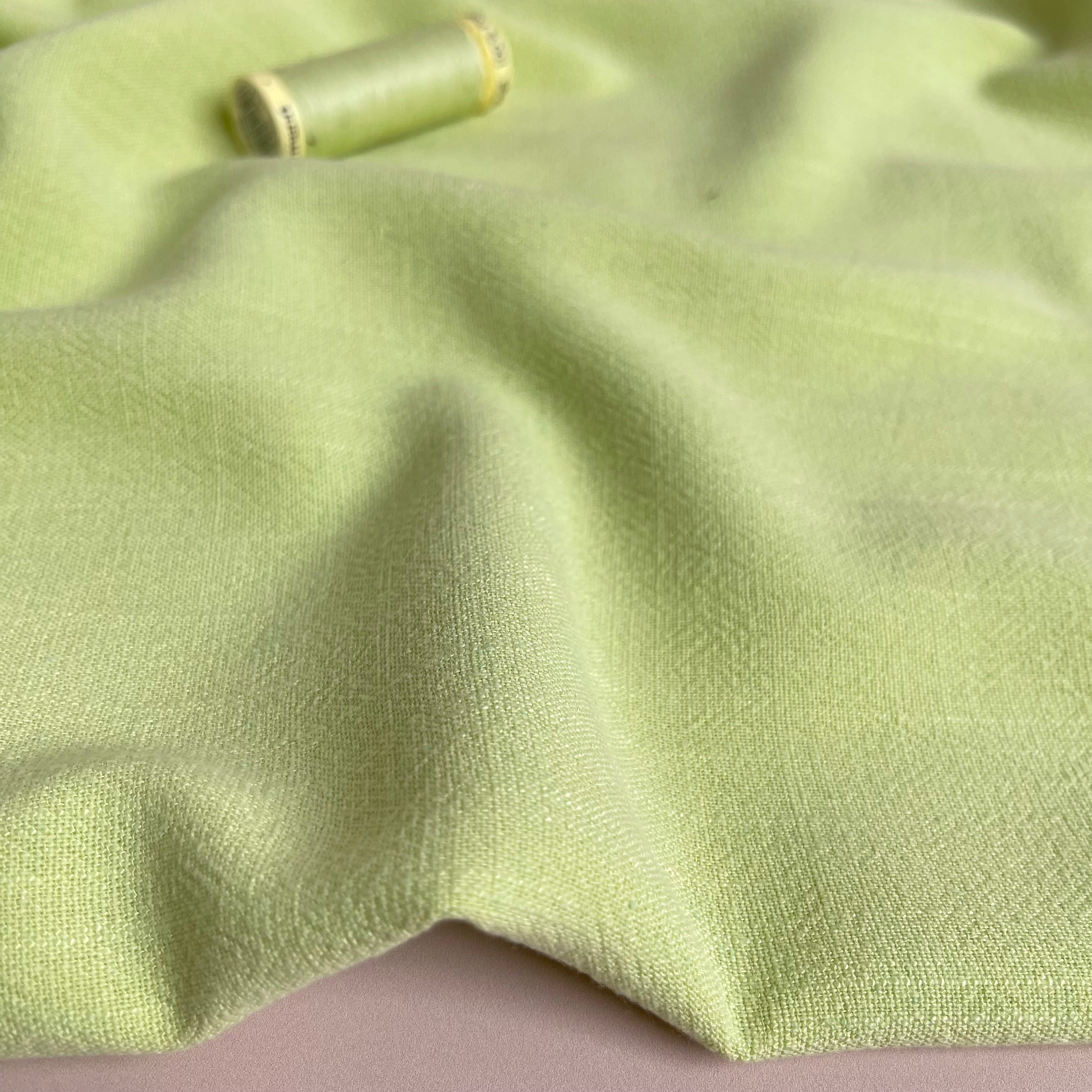 Flow Lime Viscose Linen Blend Dress Fabric