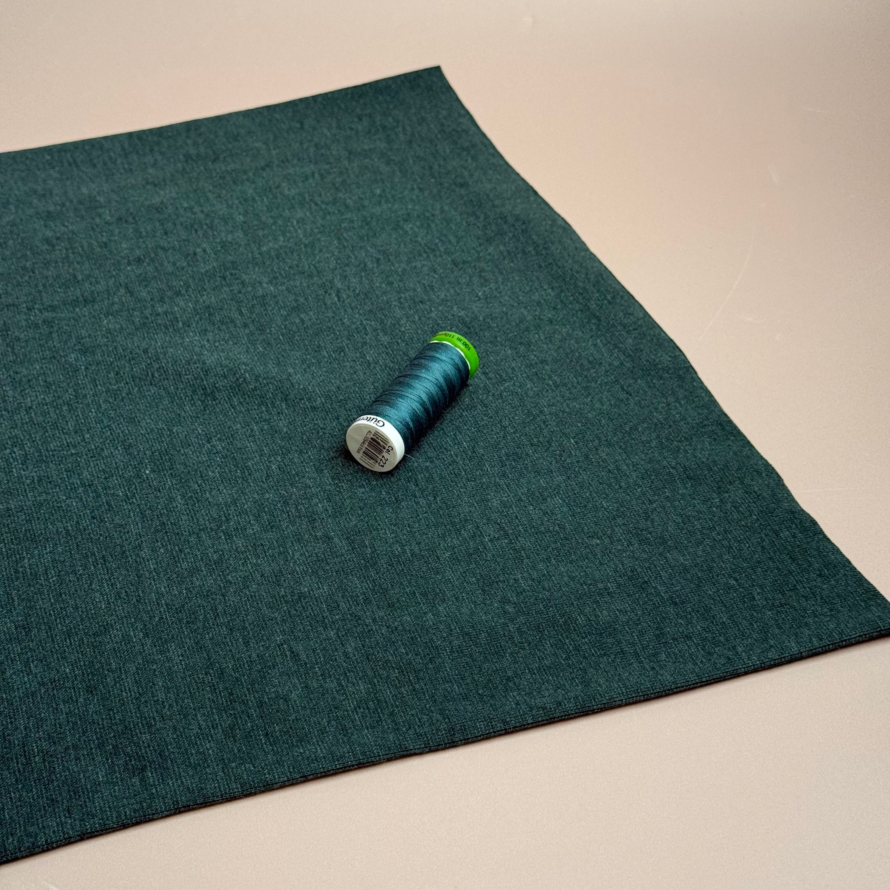 Green Melange Tabular Cotton Cuff Ribbing Fabric