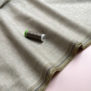 Chevron Olive Linen Cotton Twill