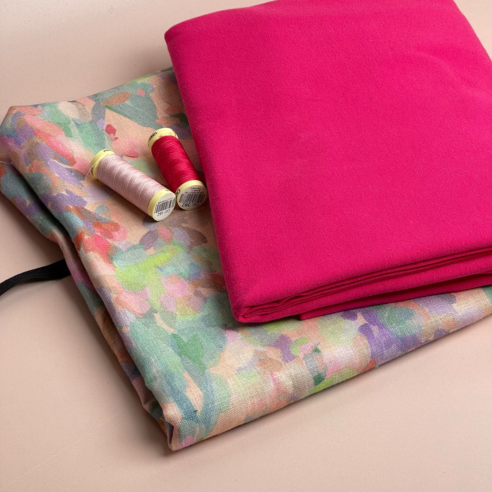 Make an Outfit Colour Bundle - Lupine Petals Blush Linen & Fuchsia Cotton Jersey