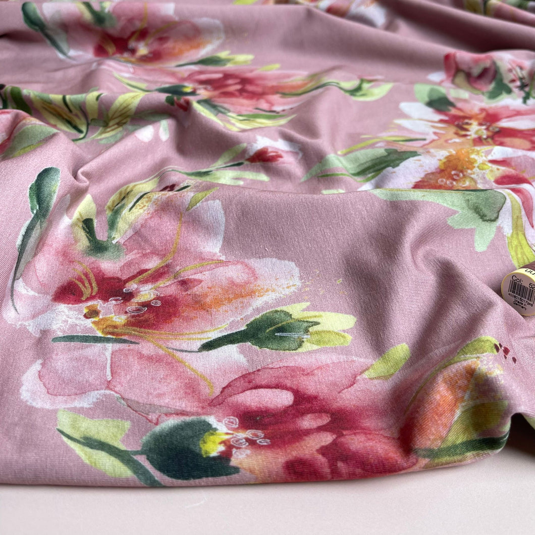 Danish Design - Dusty Rose Floral Cotton Jersey Fabric