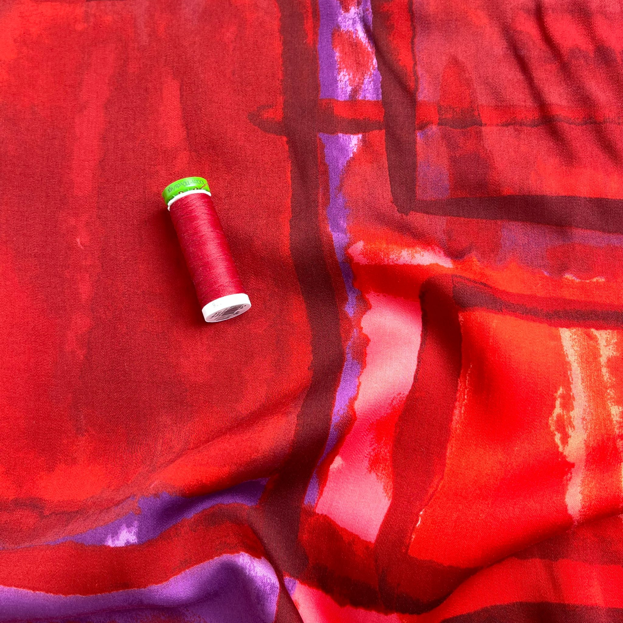 Artists Canvas in Red Viscose Sateen Fabric