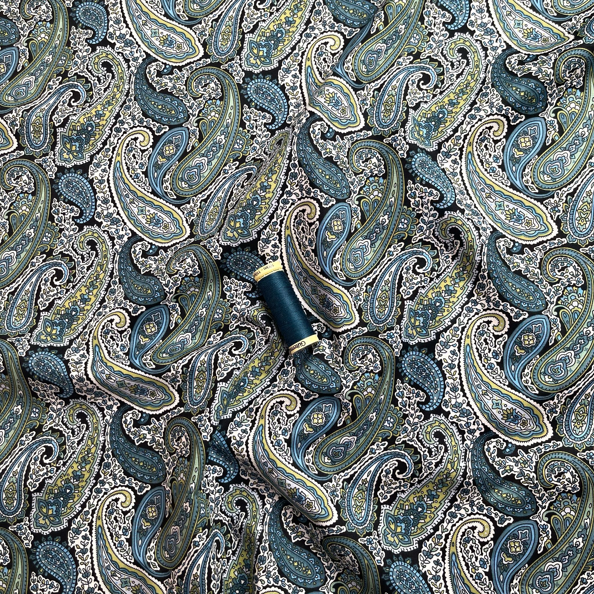 Midnight Forest Paisley Cotton Lawn Fabric