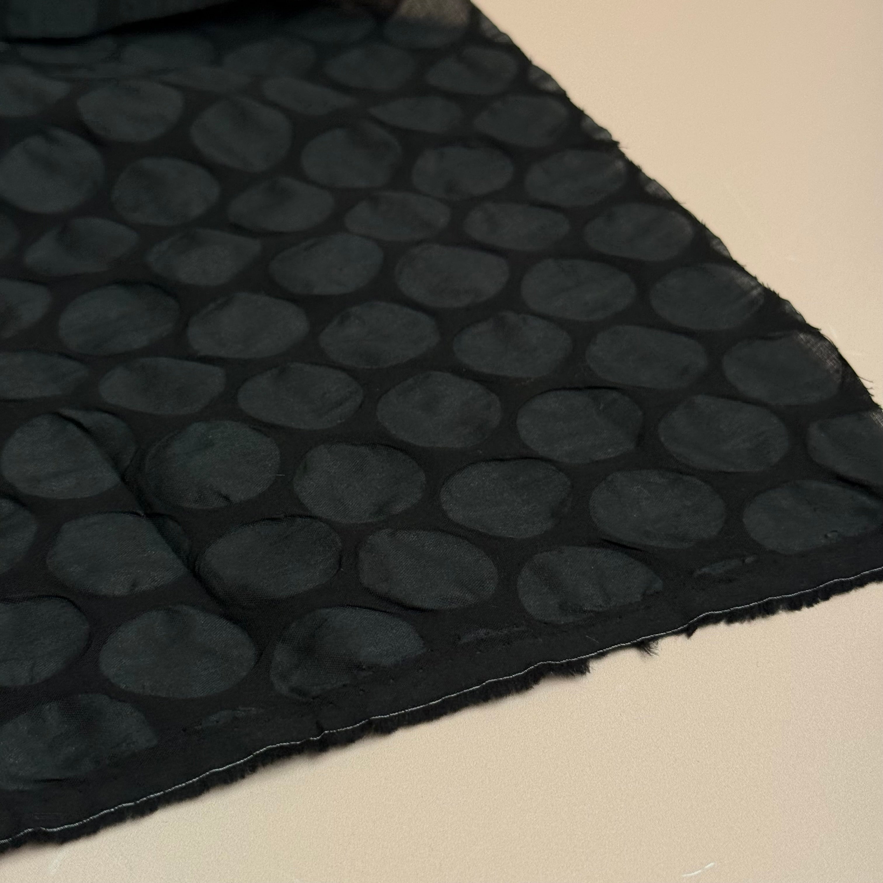 Kokka - Textured Circles Ripple Cotton Lawn in Black