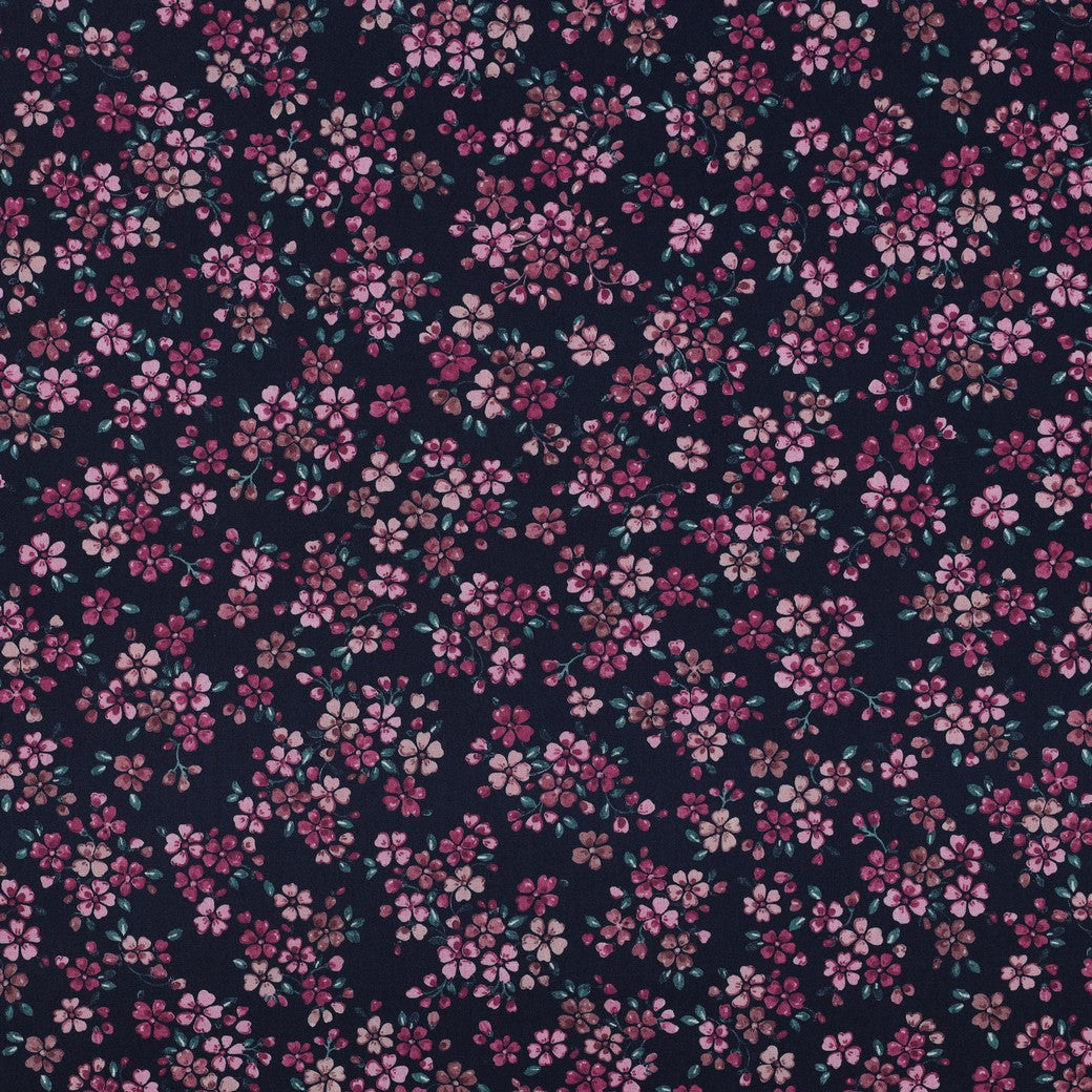 Ditsy Flowers on Navy Fine Cotton Poplin Fabric