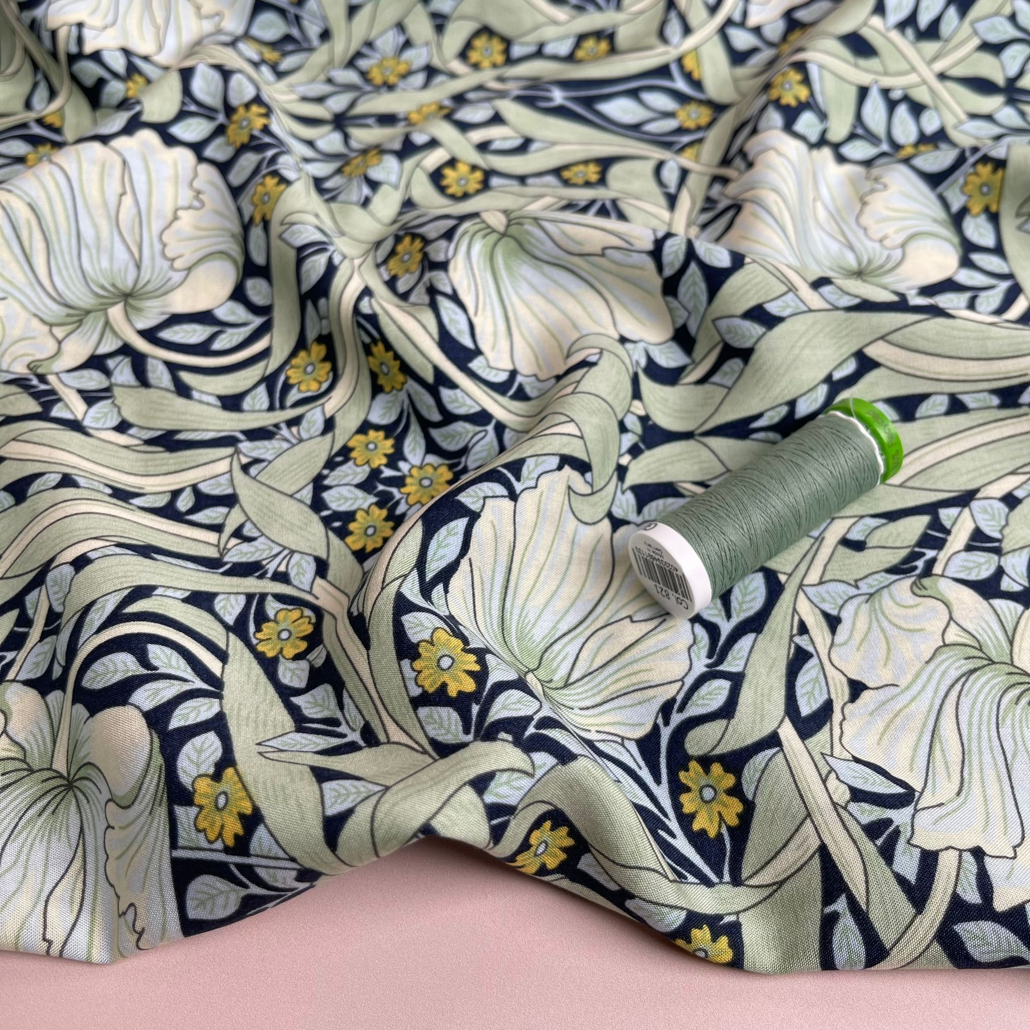 Morris Mint Green Viscose Fabric