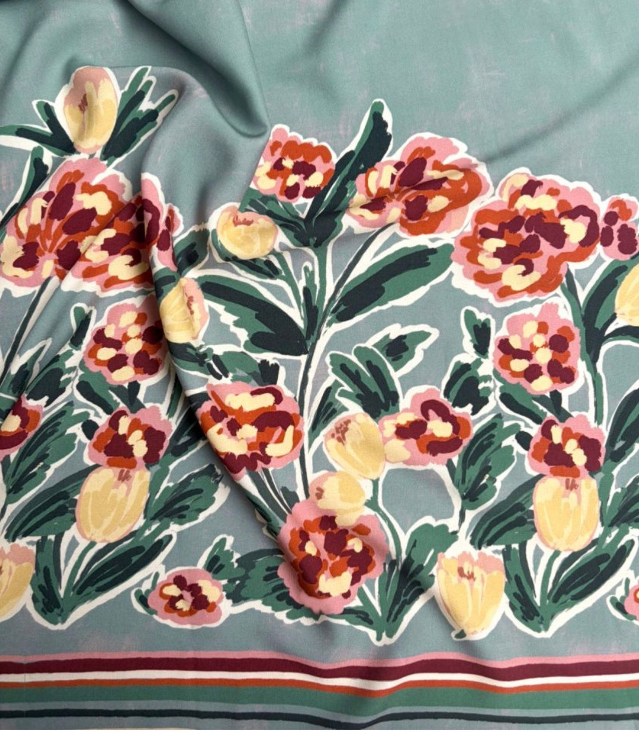 Cousette - Floral Border Viscose Fabric