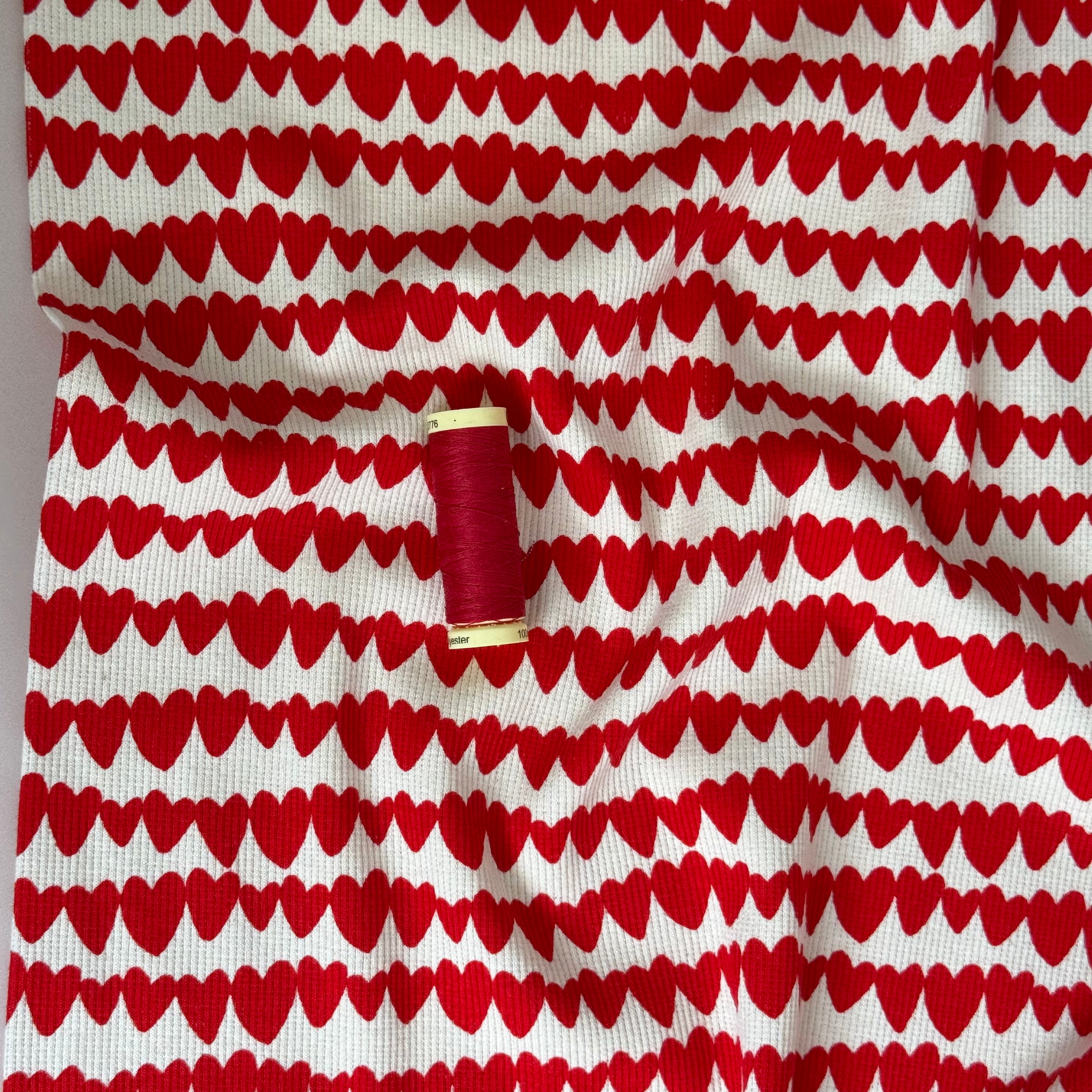 Heart Stripes Organic GOTS Cotton Ribbed Jersey