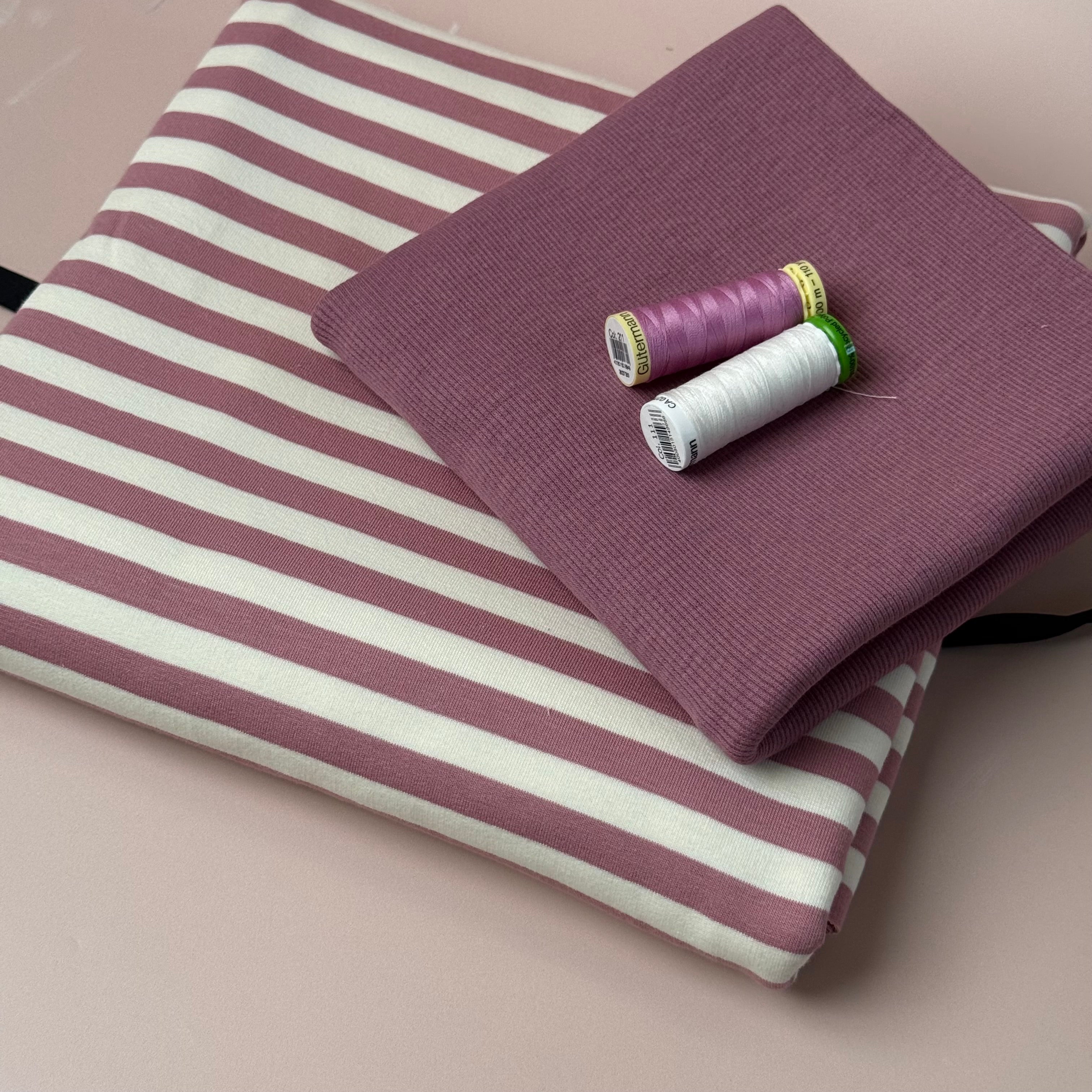 Colour Bundles - Pink Stripe Cotton French Terry & Ribbingpi