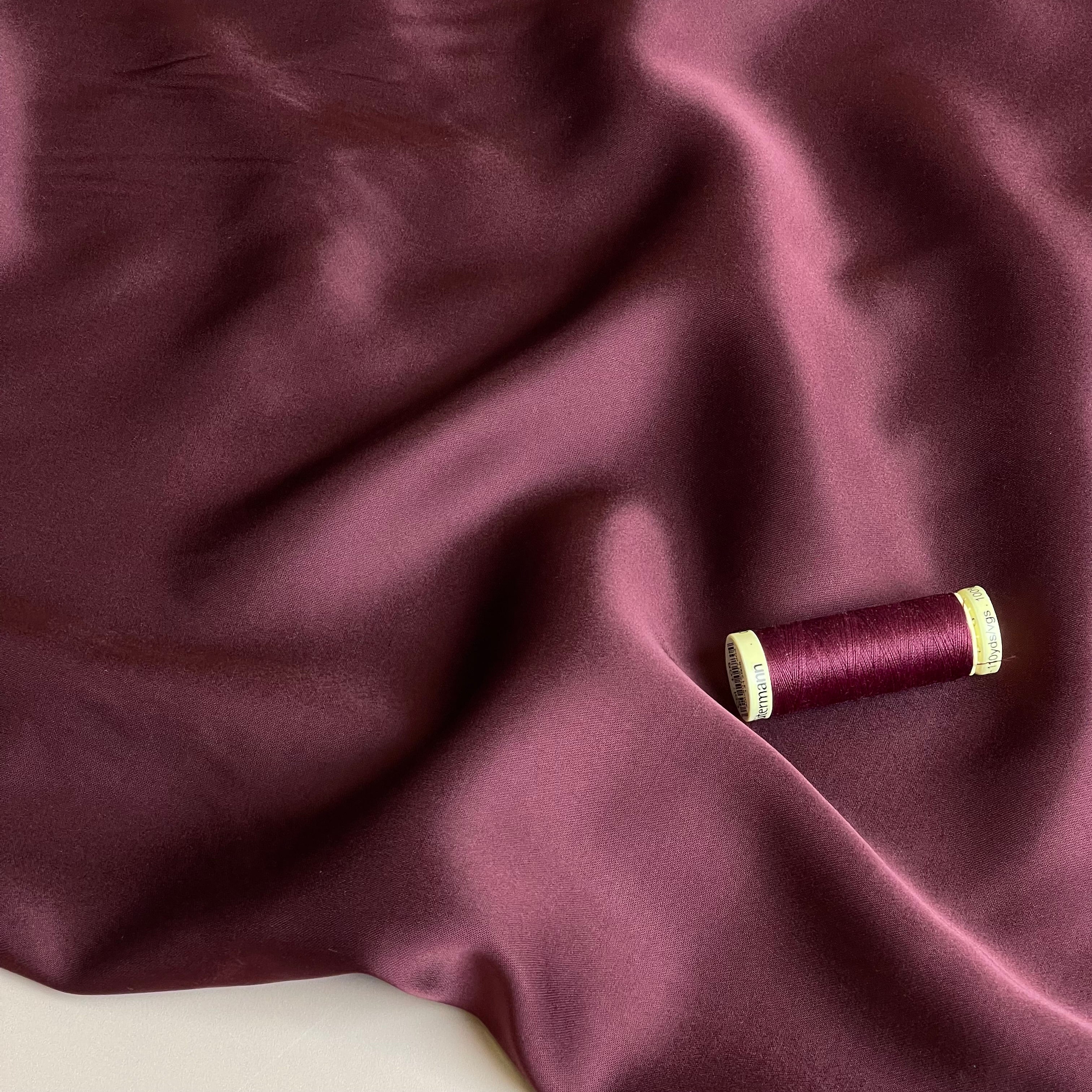 Wine Red Solid Viscose Sateen Fabric