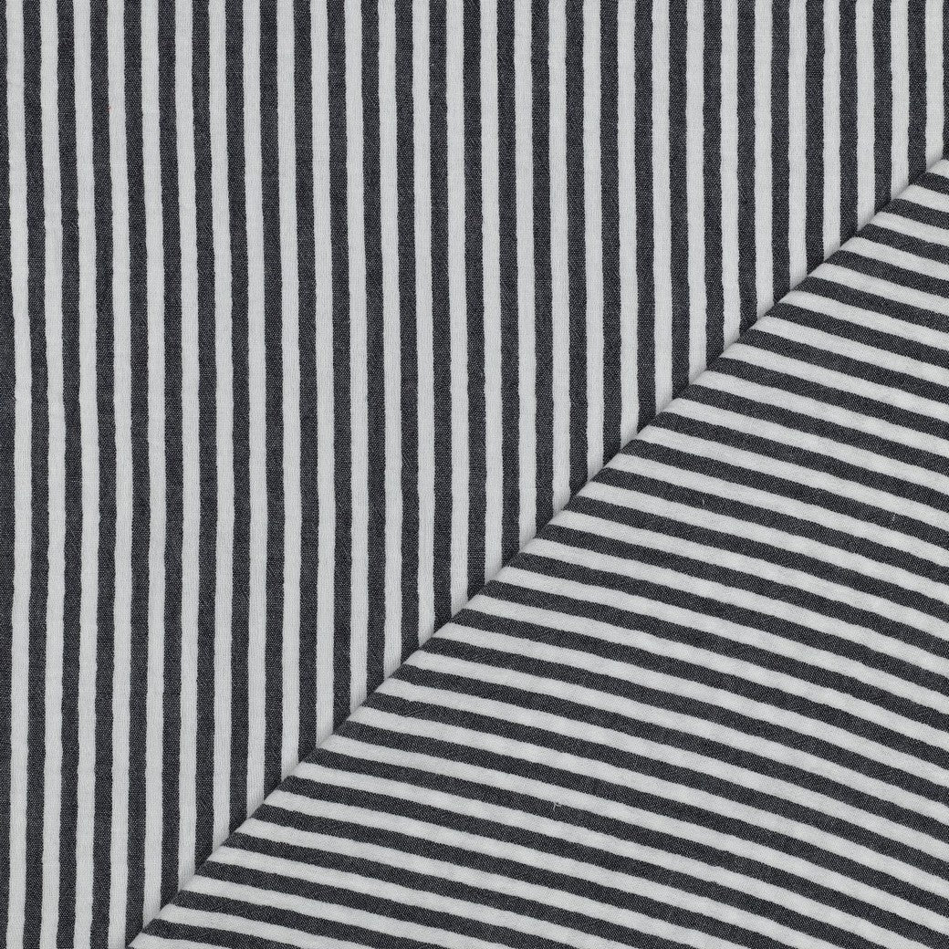 Yarn Dyed Stripes Cotton Double Gauze in Navy Blue