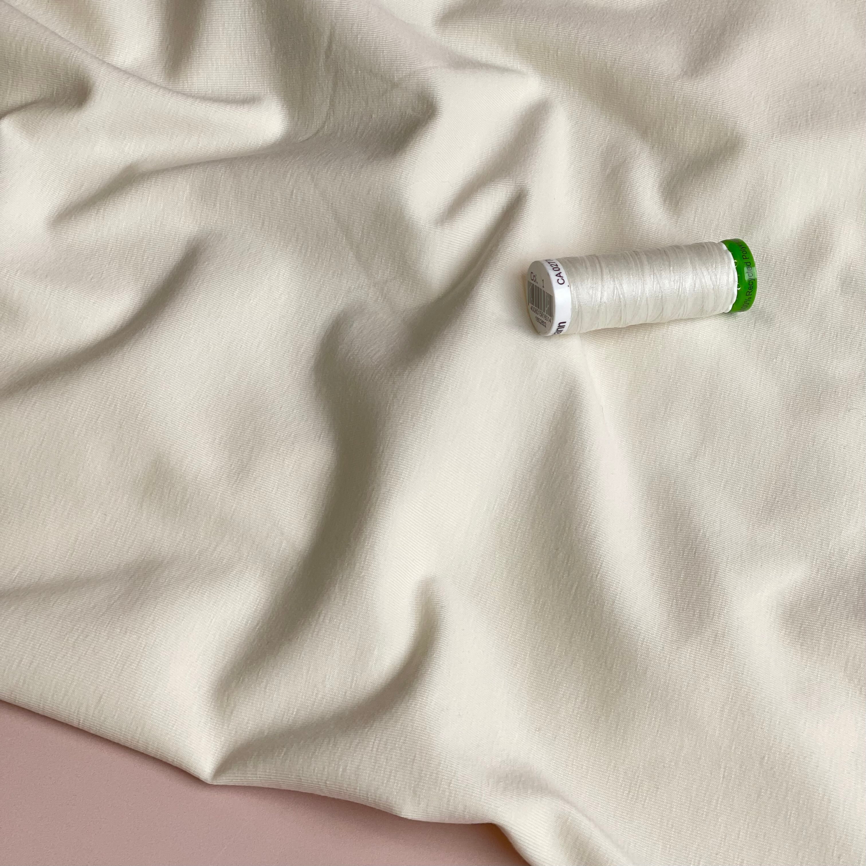 Essential Chic Off-White Plain Cotton Jersey Fabric