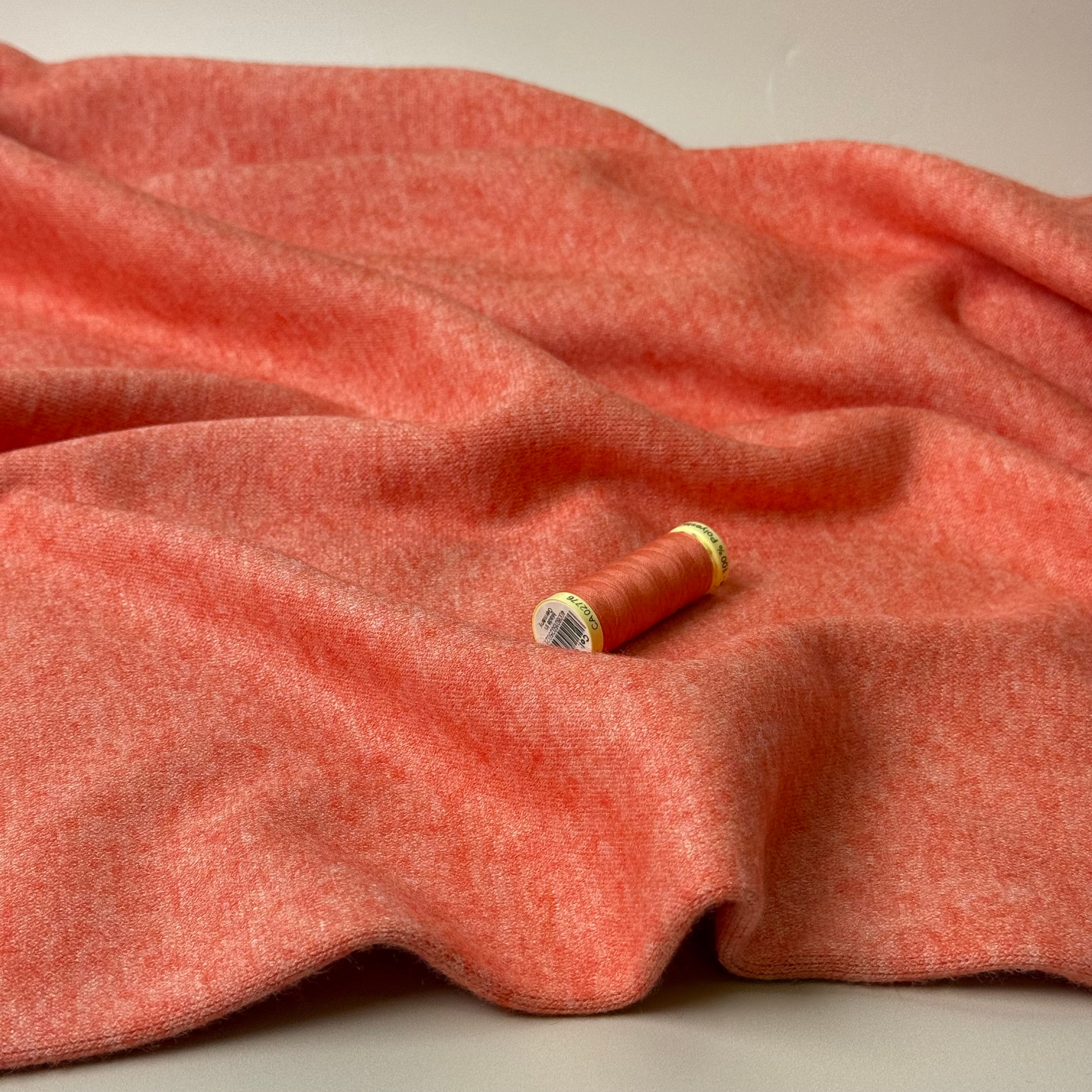 Snug Viscose Blend Sweater Knit in Coral Melange